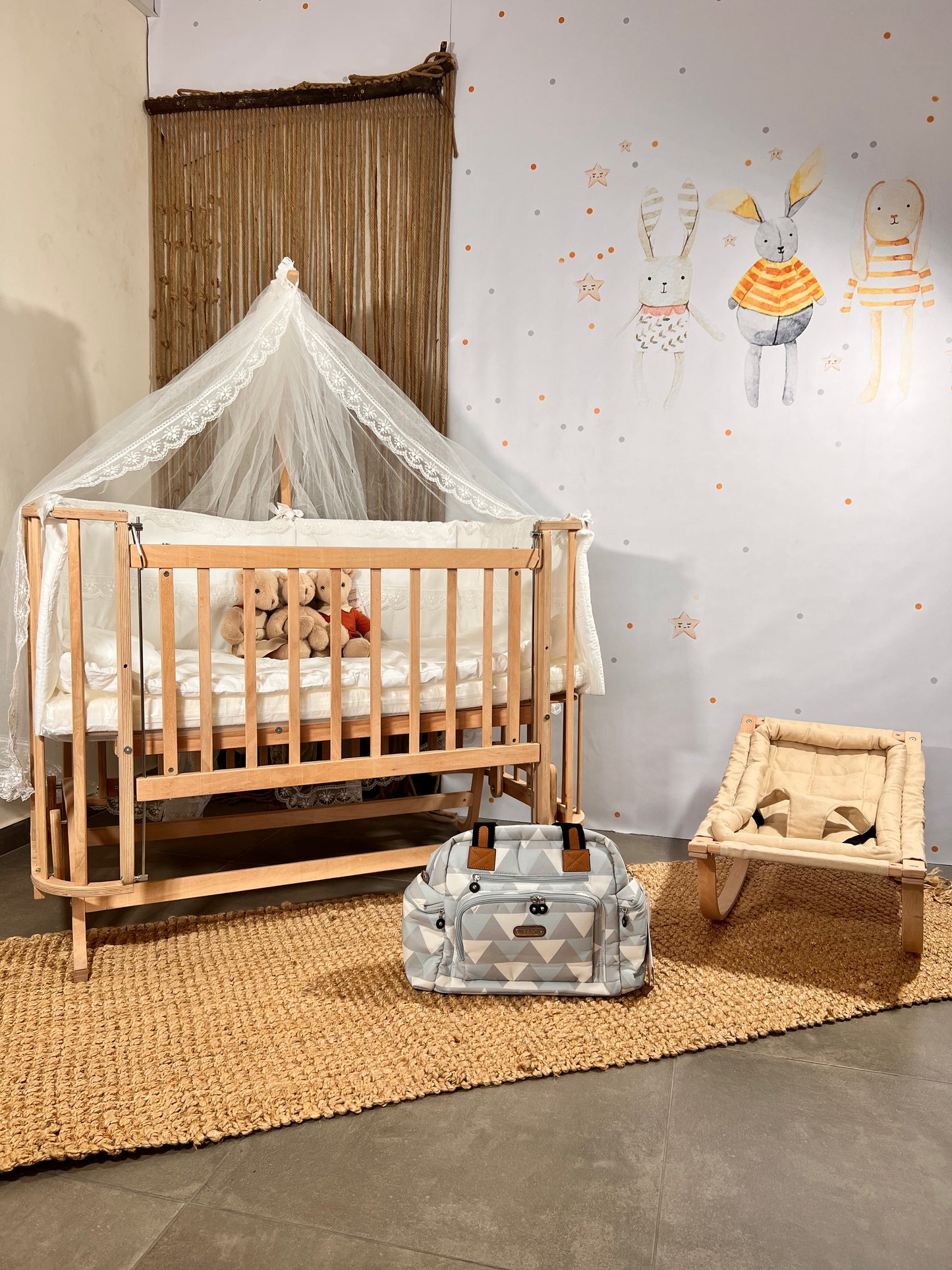 3 in 1 Lapino Natural Wood Crib