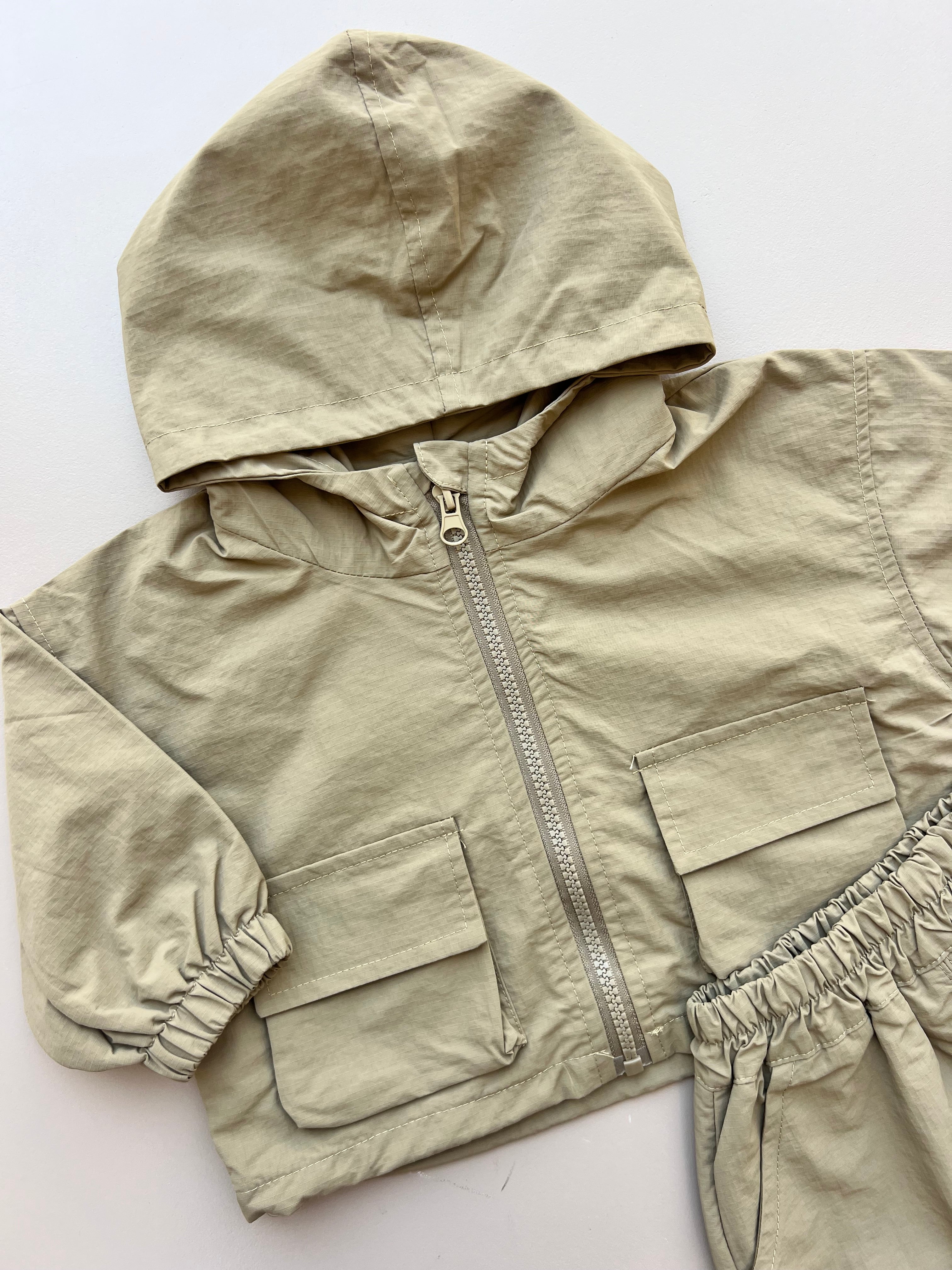 Khaki Jacket and Pants 2Pcs Set