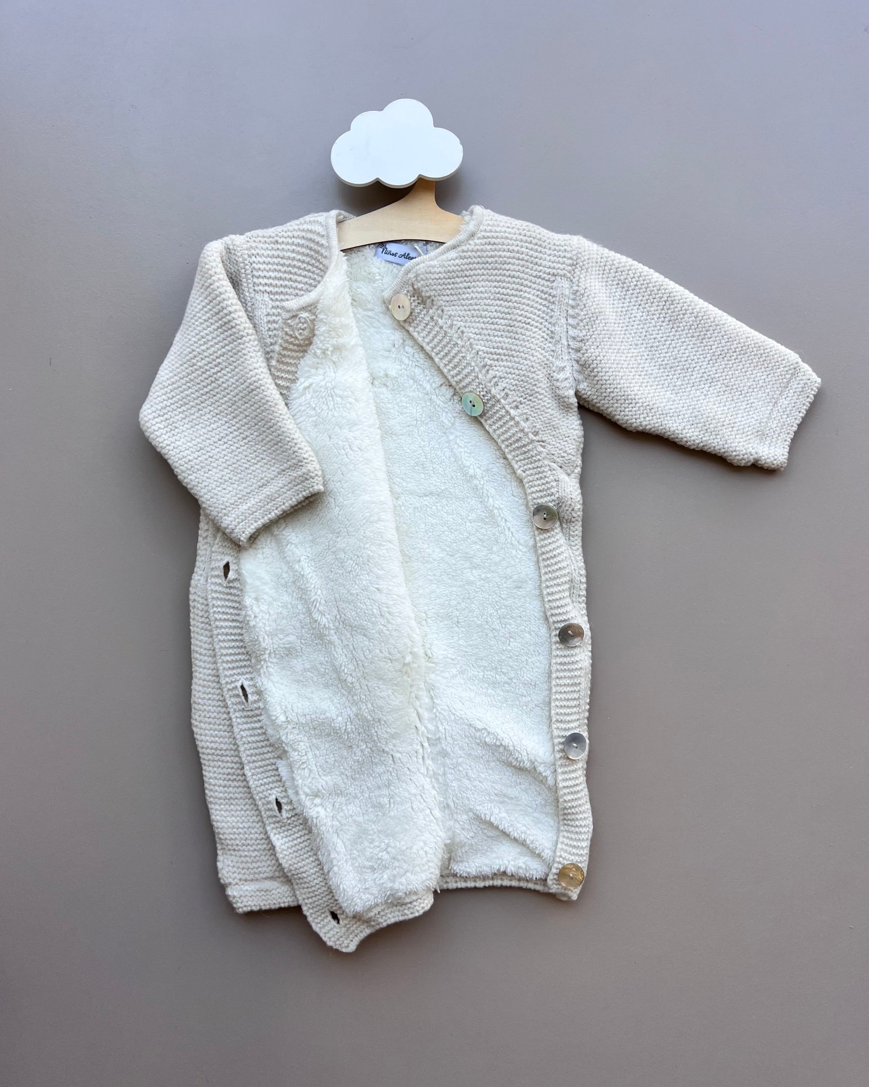 Ecru Thick Wool Fur Inside Overall