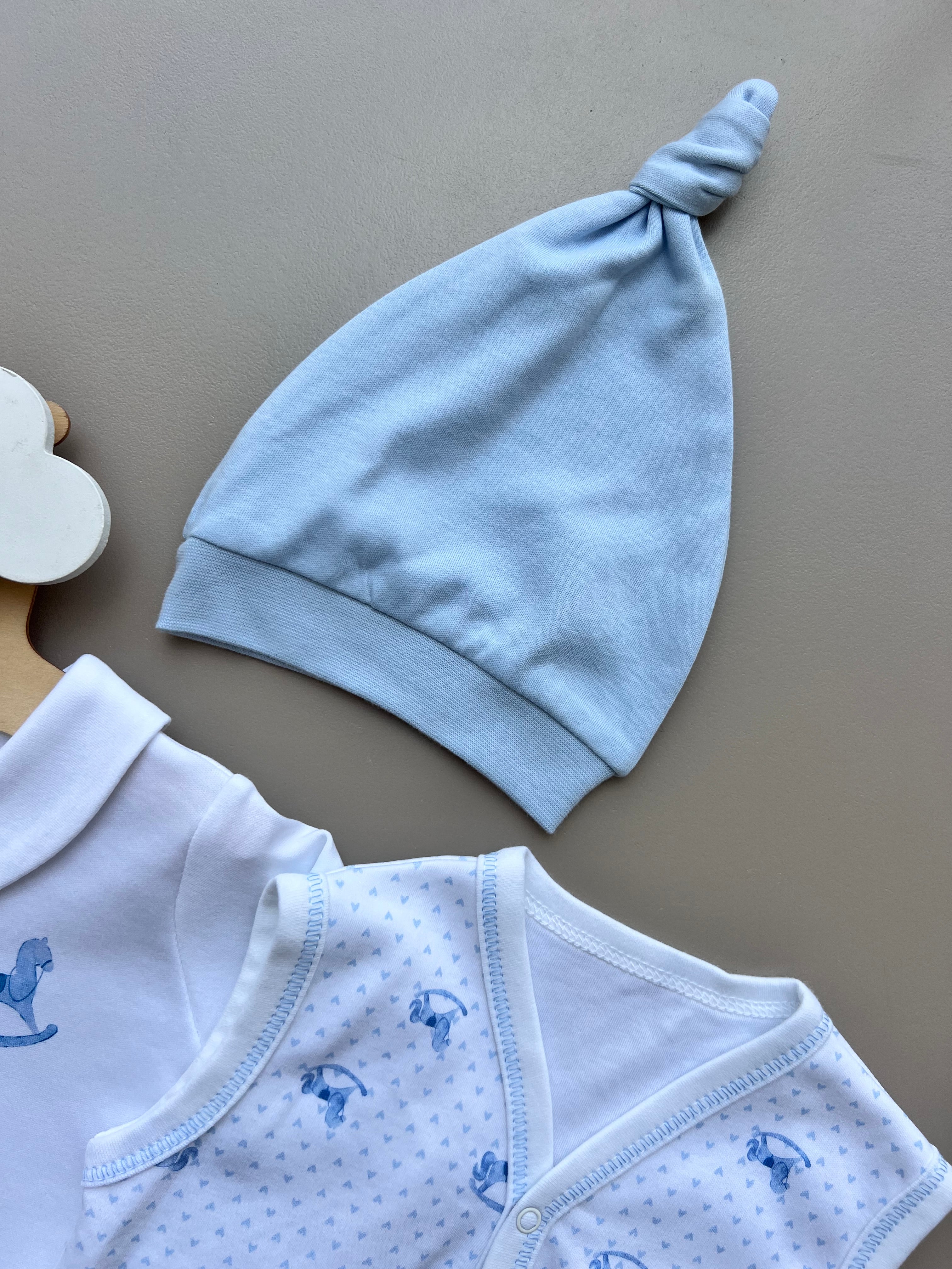 Blue & white GOTS™ Certified Organic Cotton My Toy Overall 4 pcs Set