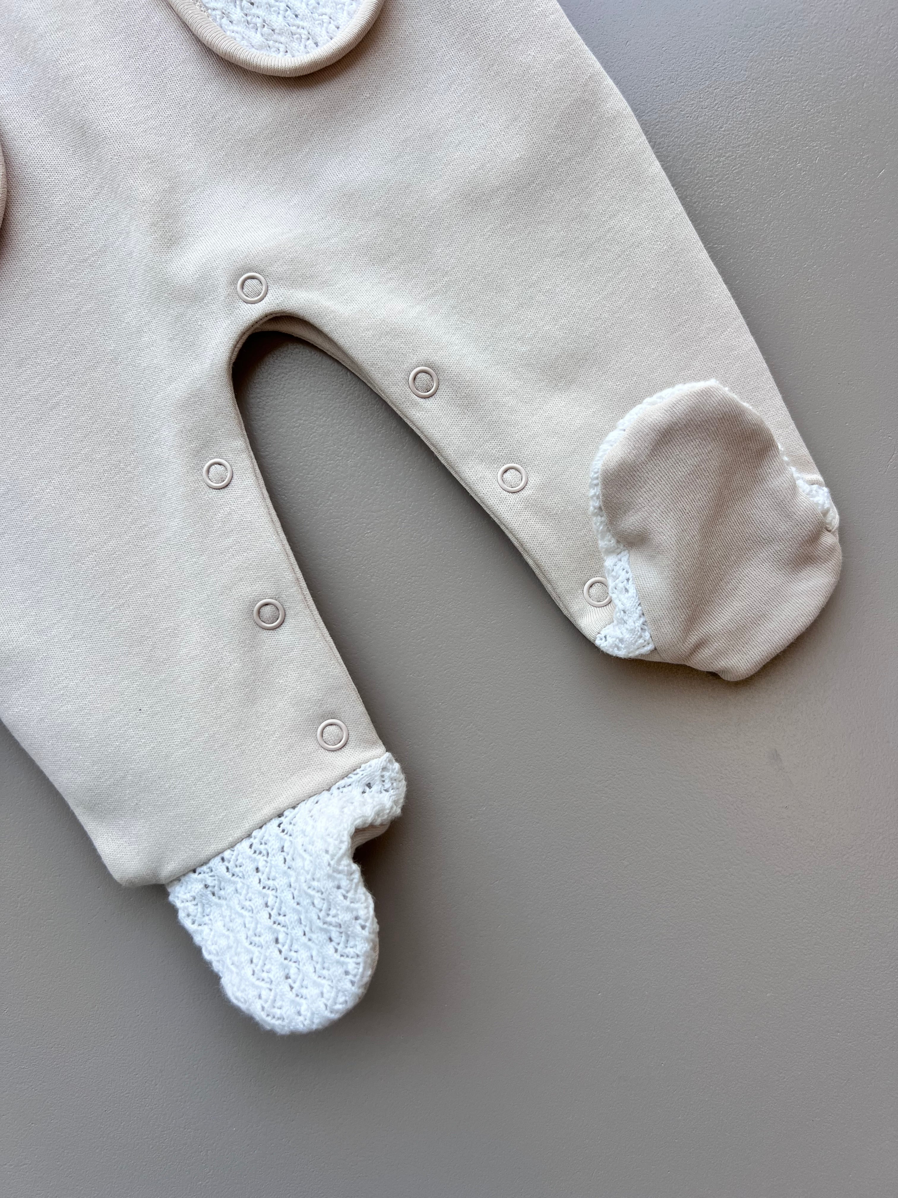 Beige And White Organic Cotton Overall