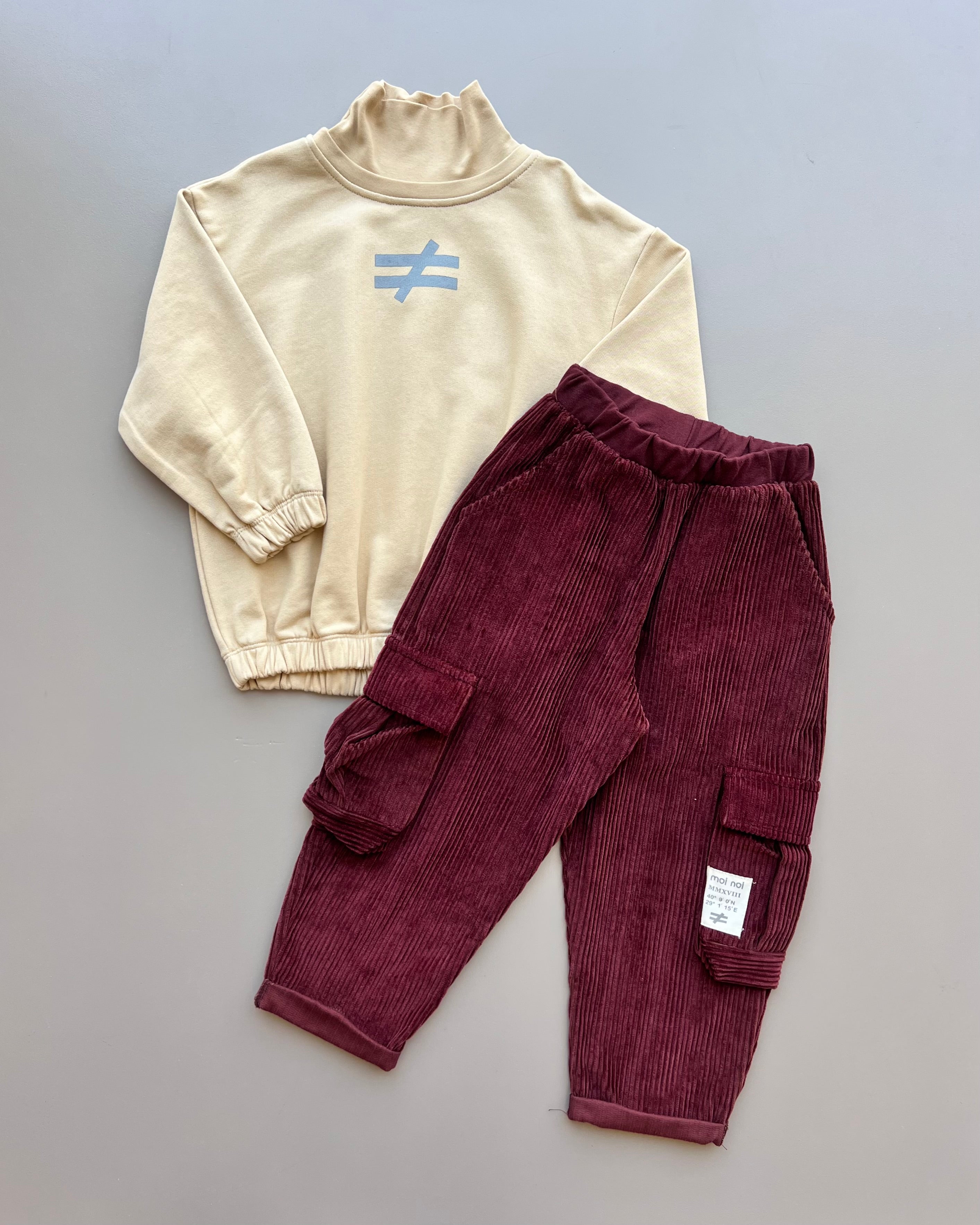 Yellow/burgundy Velvet Pants Set 2p