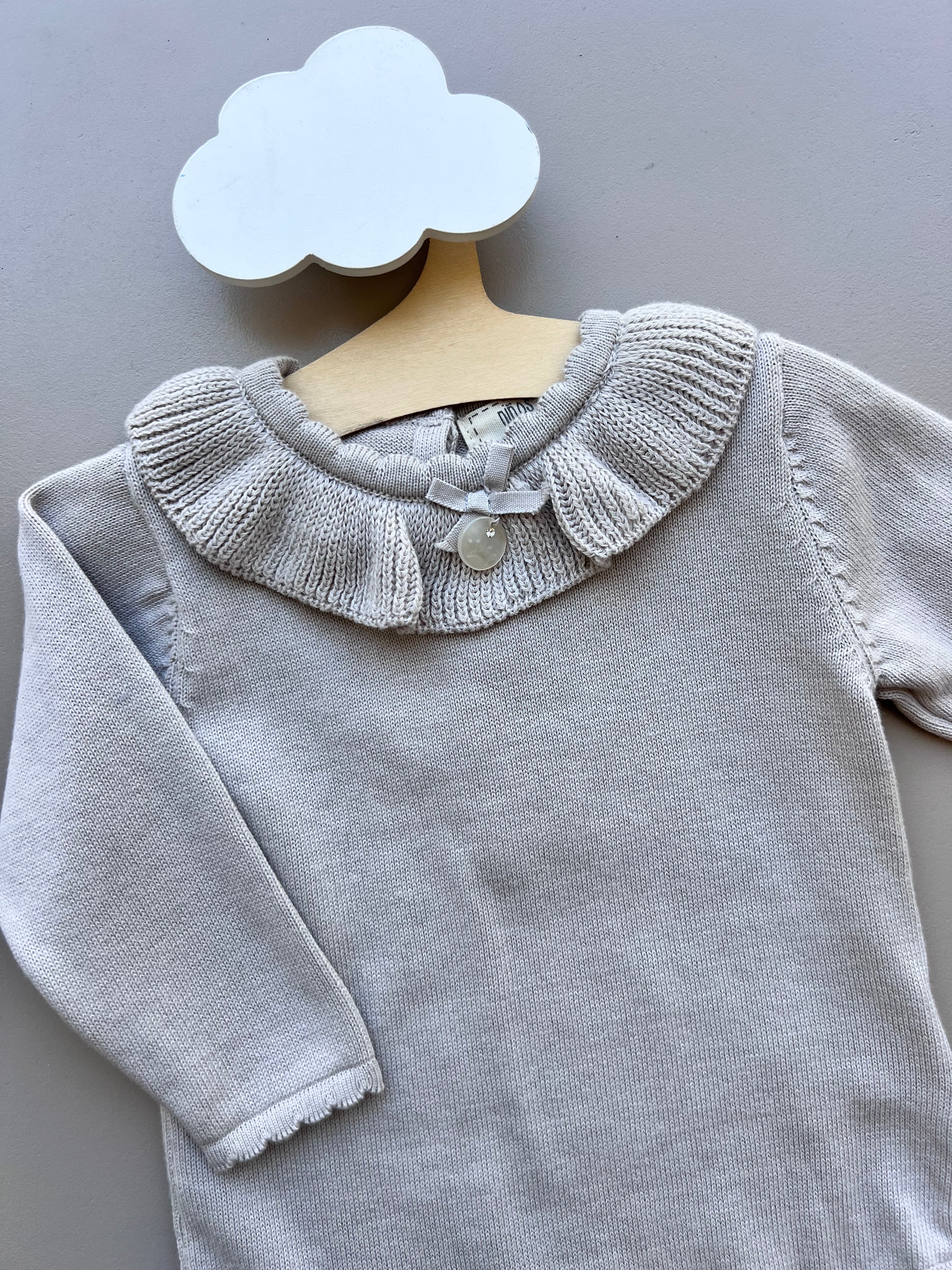 Beige Thick Cotton Dentelle Collar Body