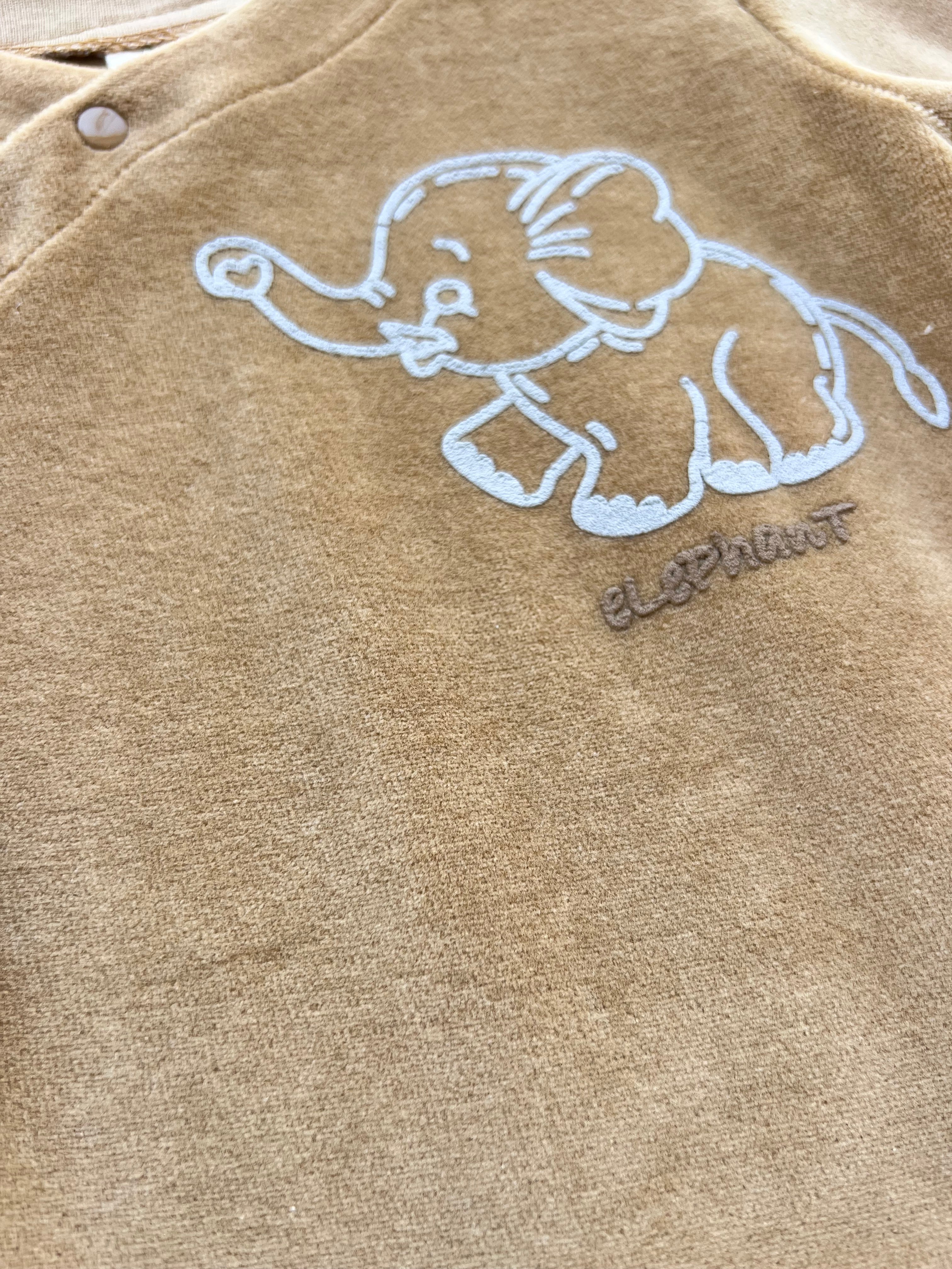 Mustard Elephant Organic Velvet Footed Overall