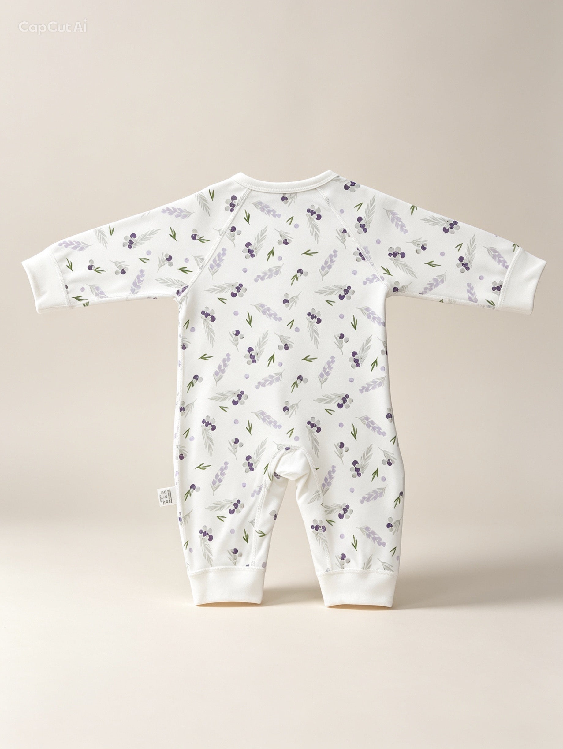 White & Purple Double Breasted Cotton Overall