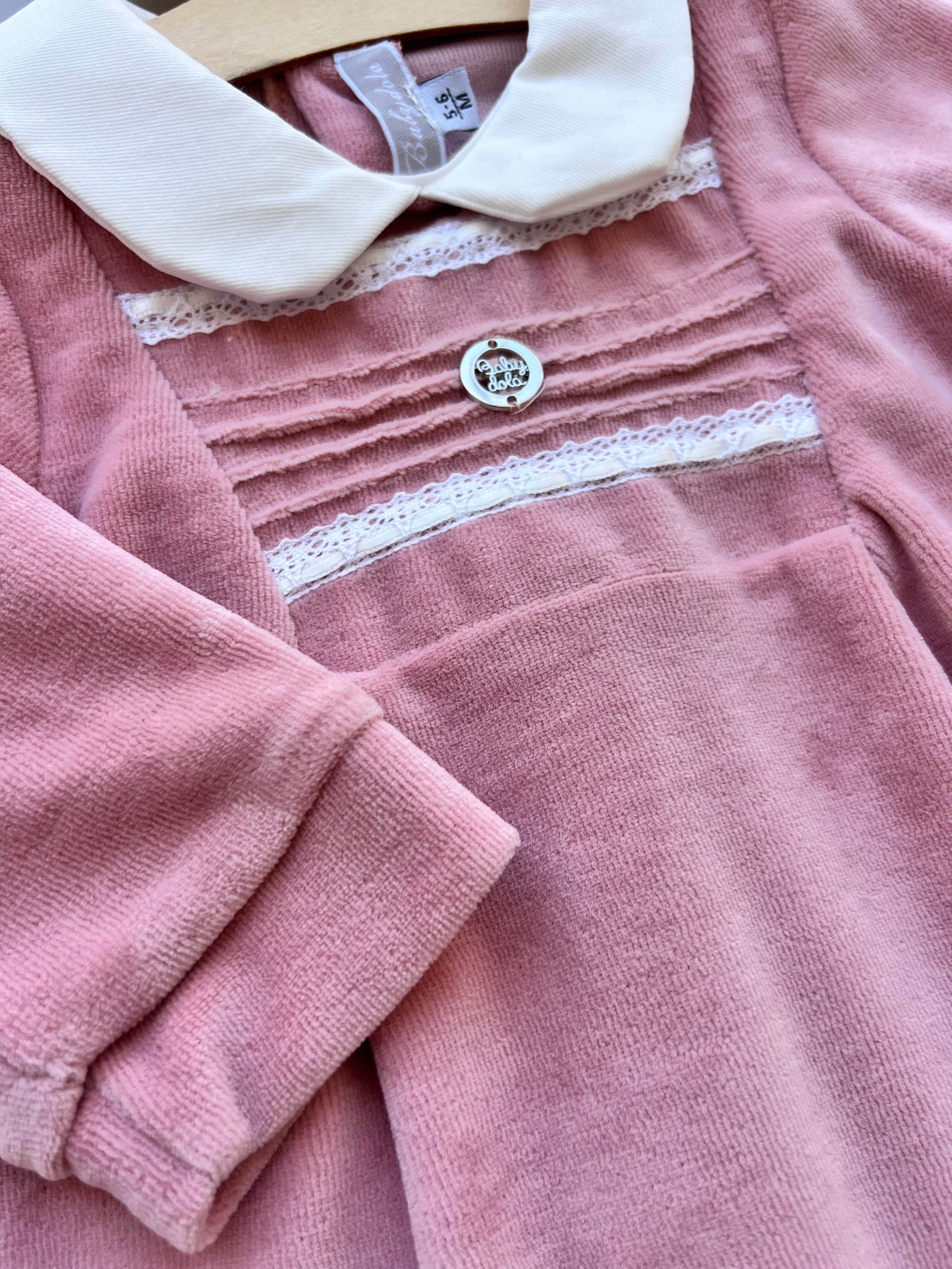Dark Pink And White Velvet Overall