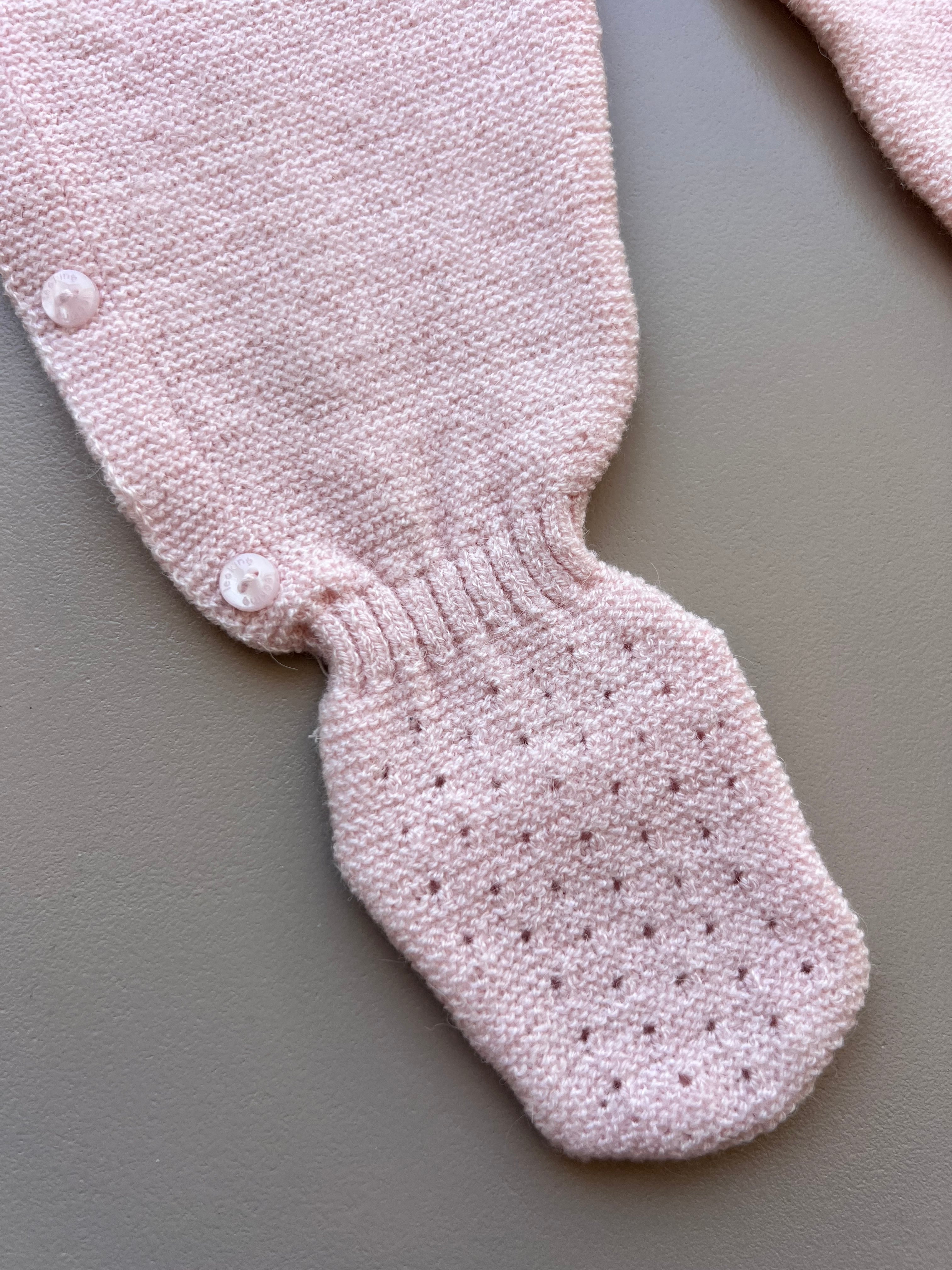Pink/White Ruffle Natural Wool Overall