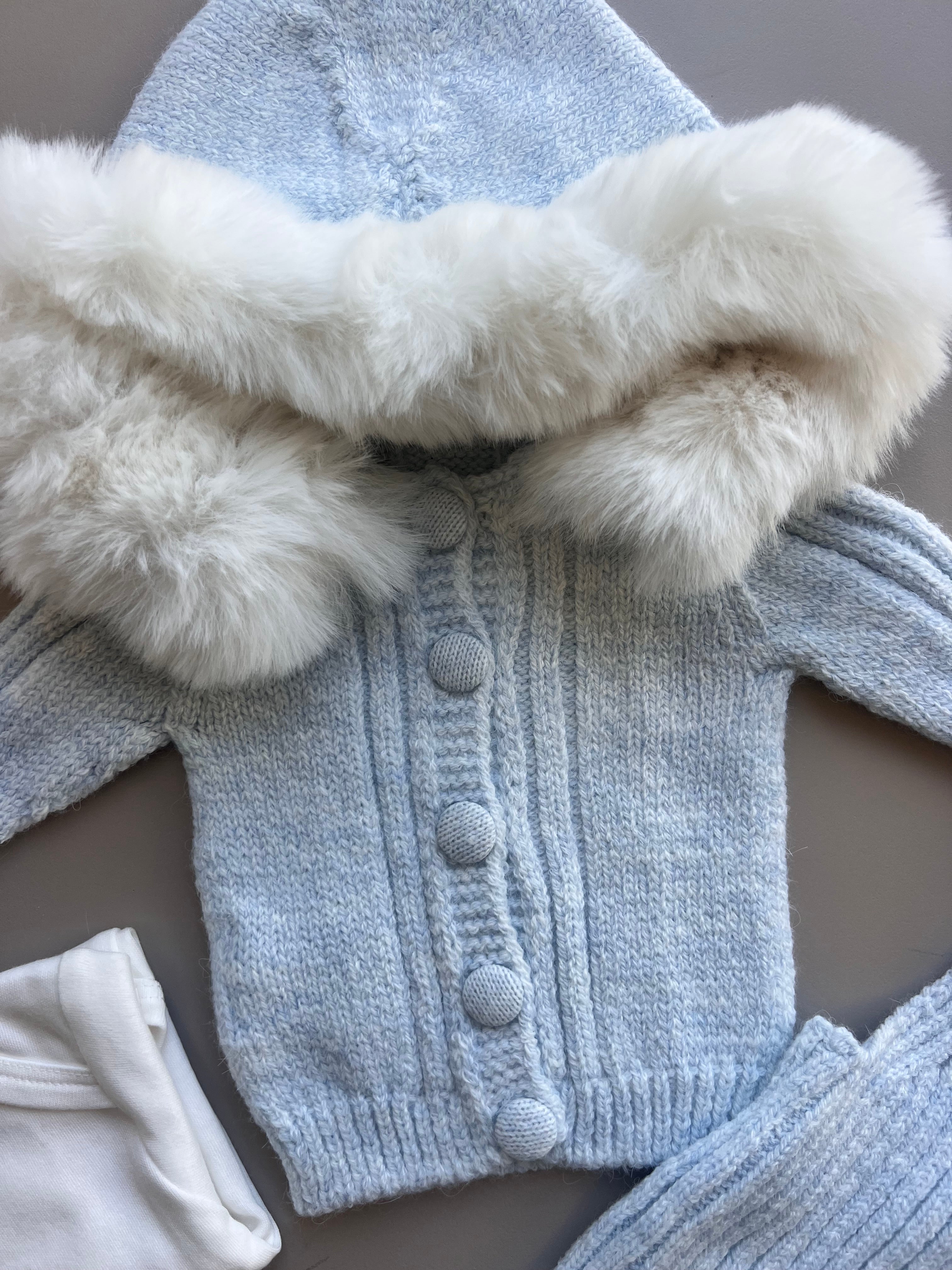 Wool Ponpon Salopette 3 Pcs Set