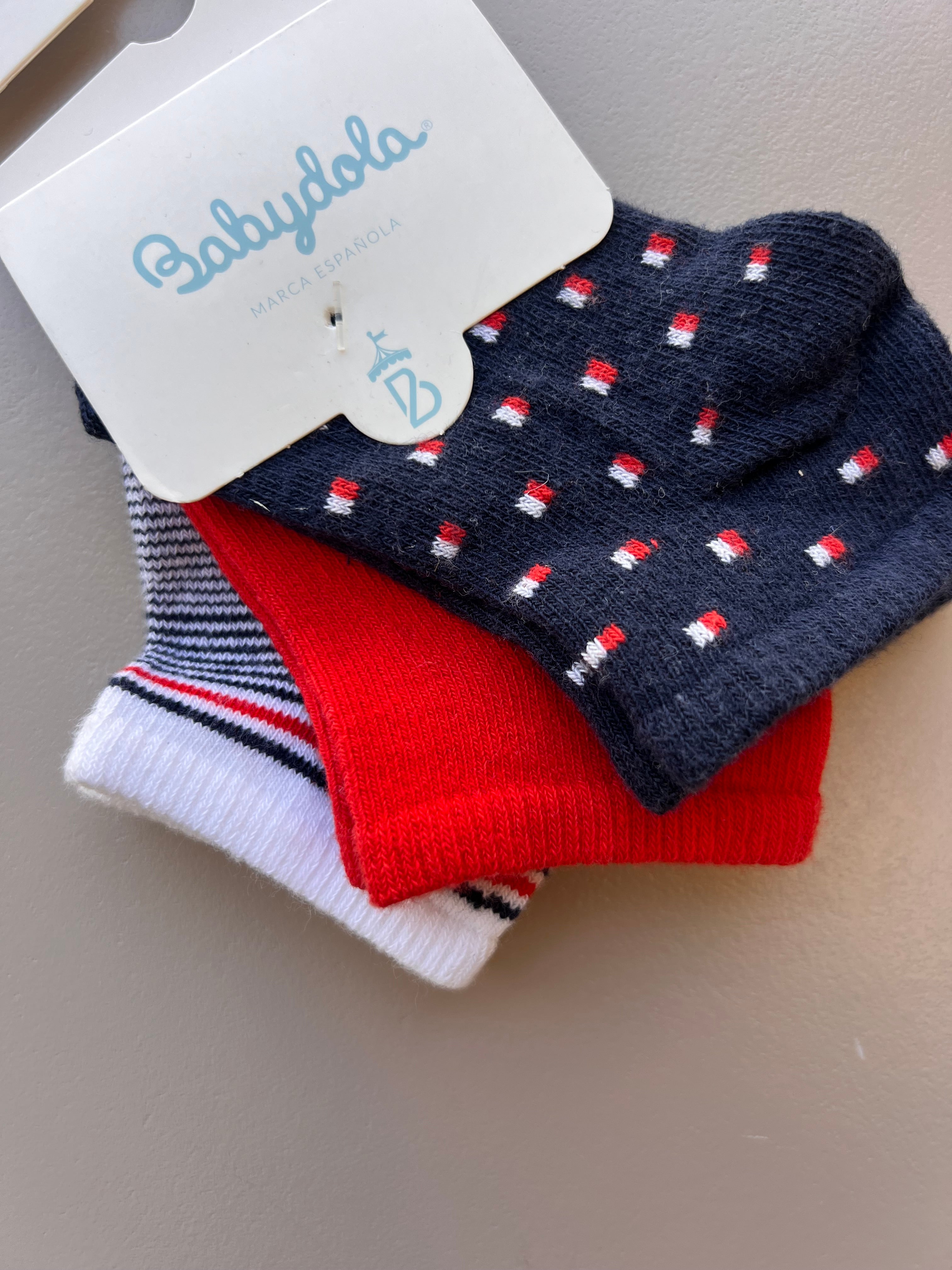 Navy Blue & Red Socks 3pcs Pack
