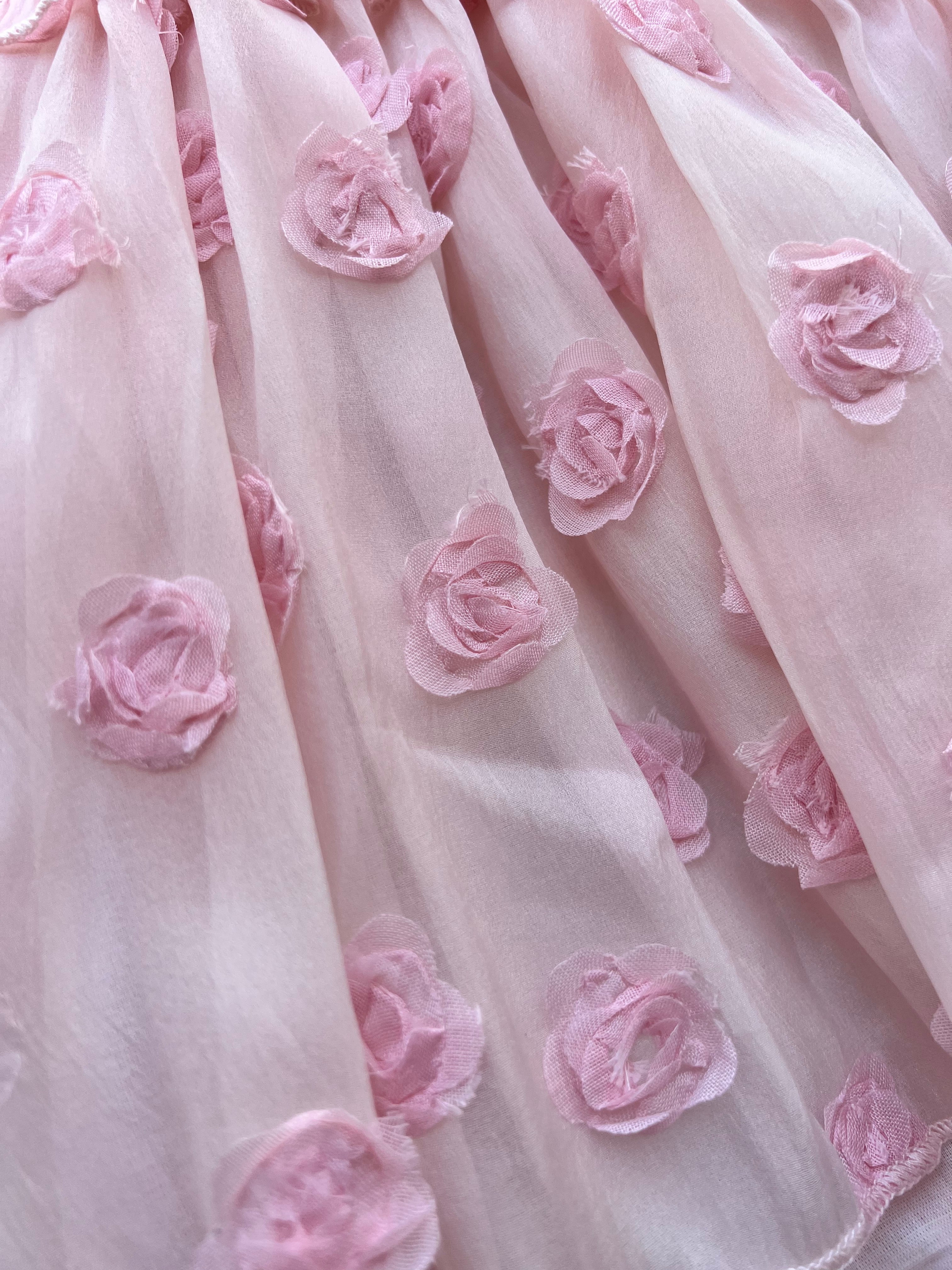 Powder Pink Embroidered Flowers Romper