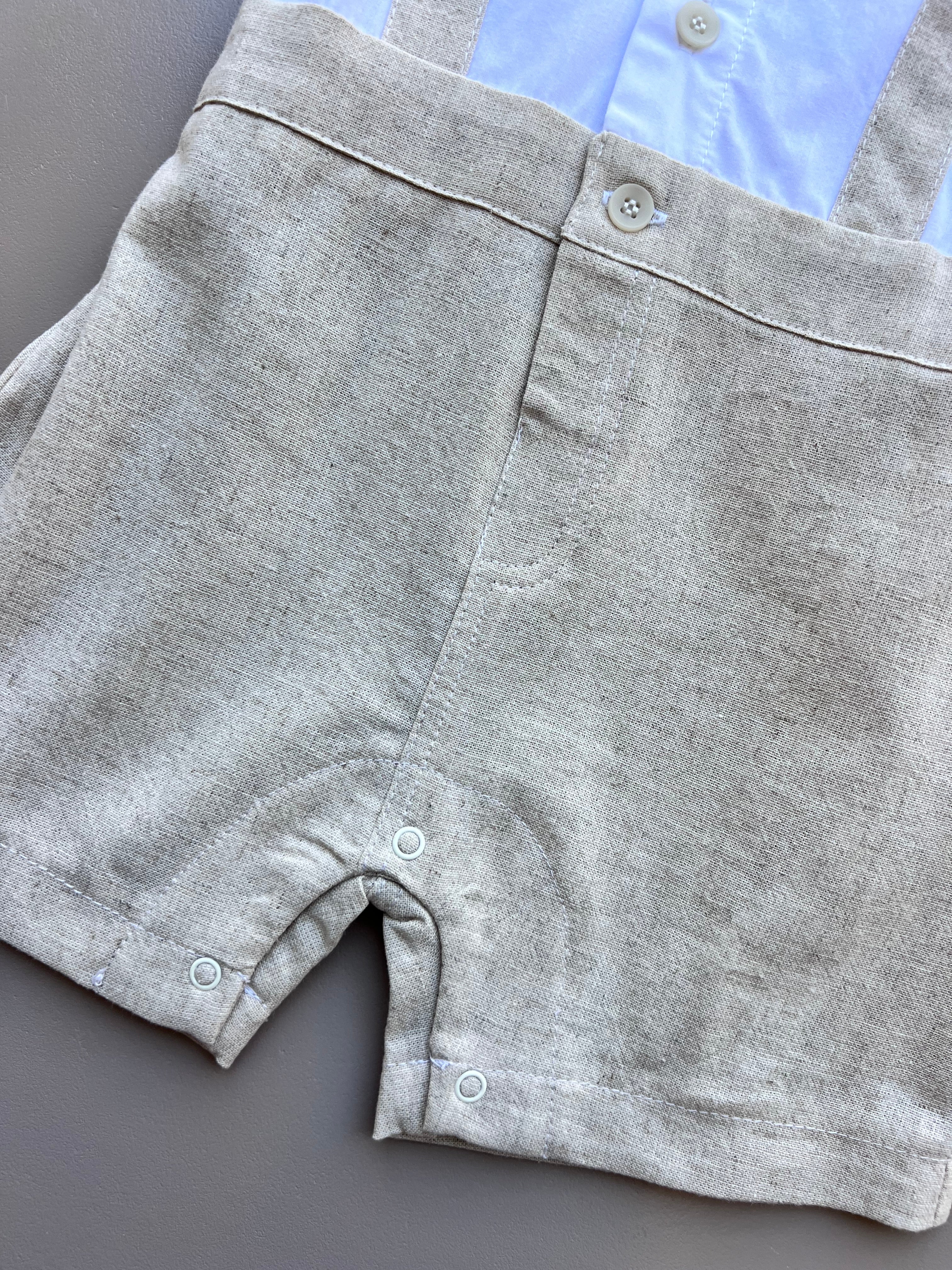Beige & White Short Salopette