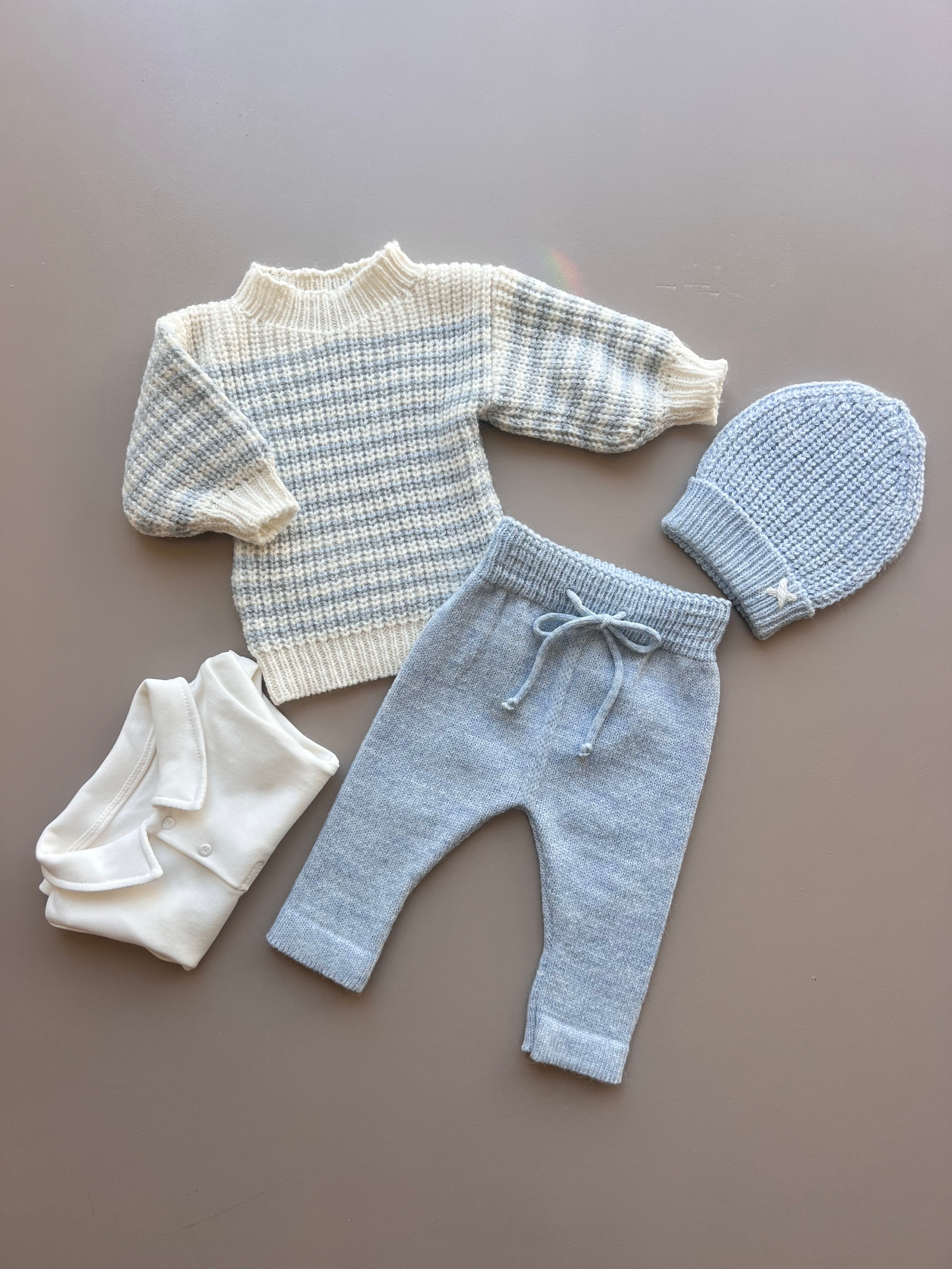 Wool Stripped Sweater 4 Pcs Set