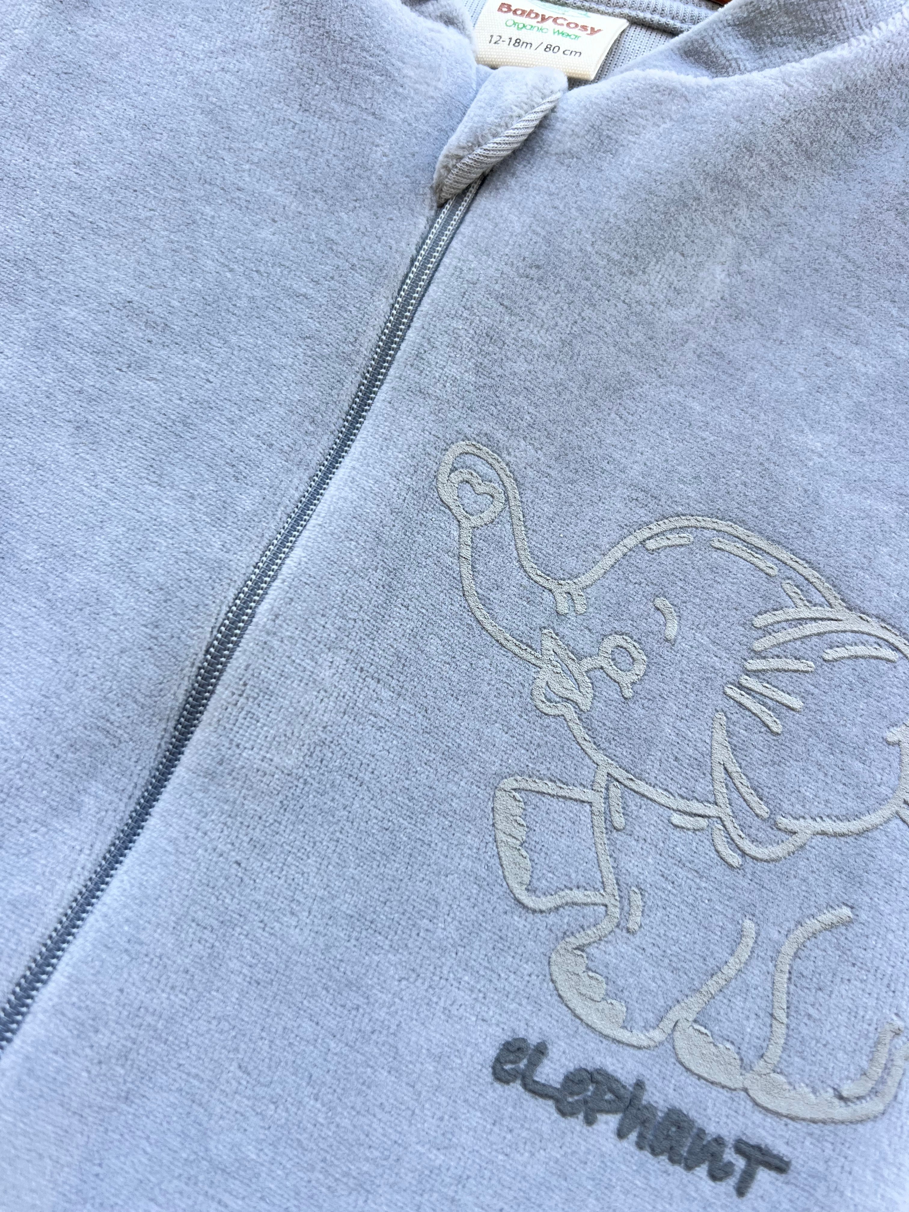 Grey Elephant Velvet Zip overall
