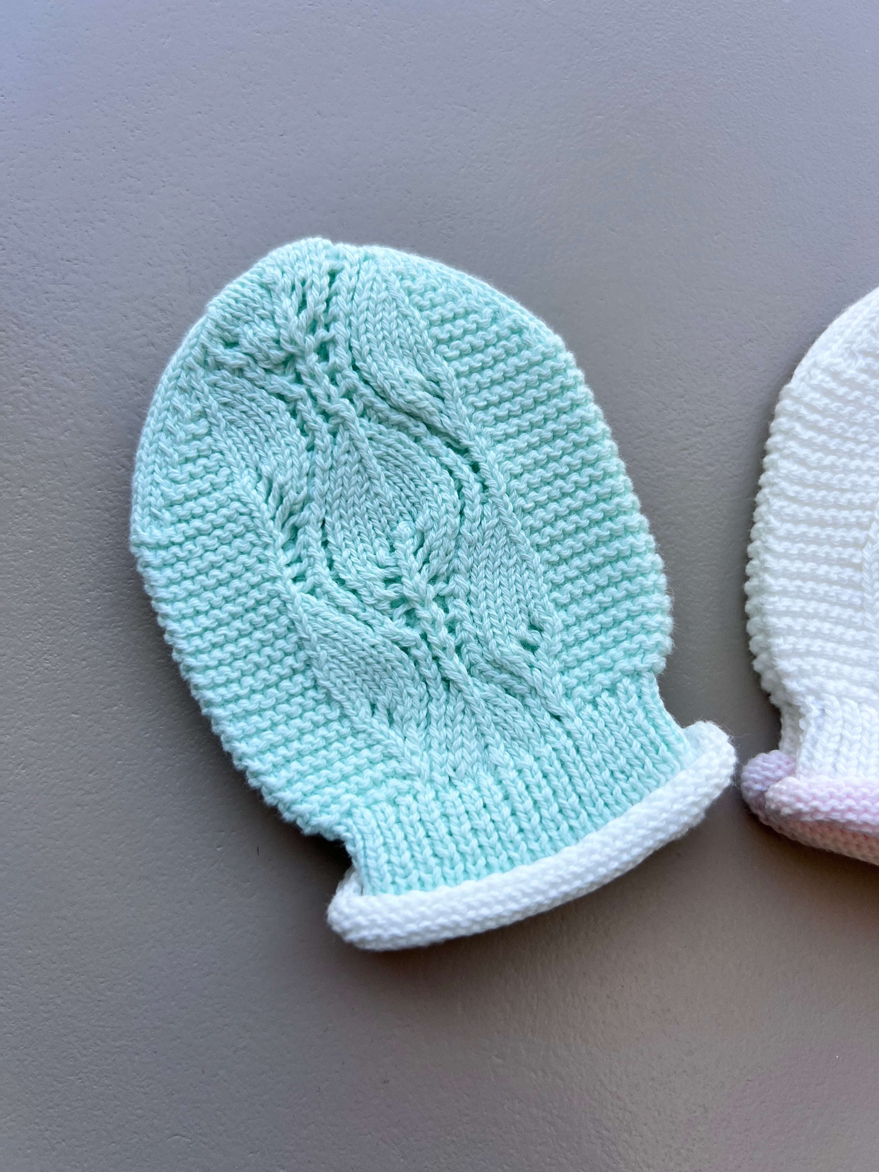 Mint Green & off-White Mitten Pack of 2 Pairs