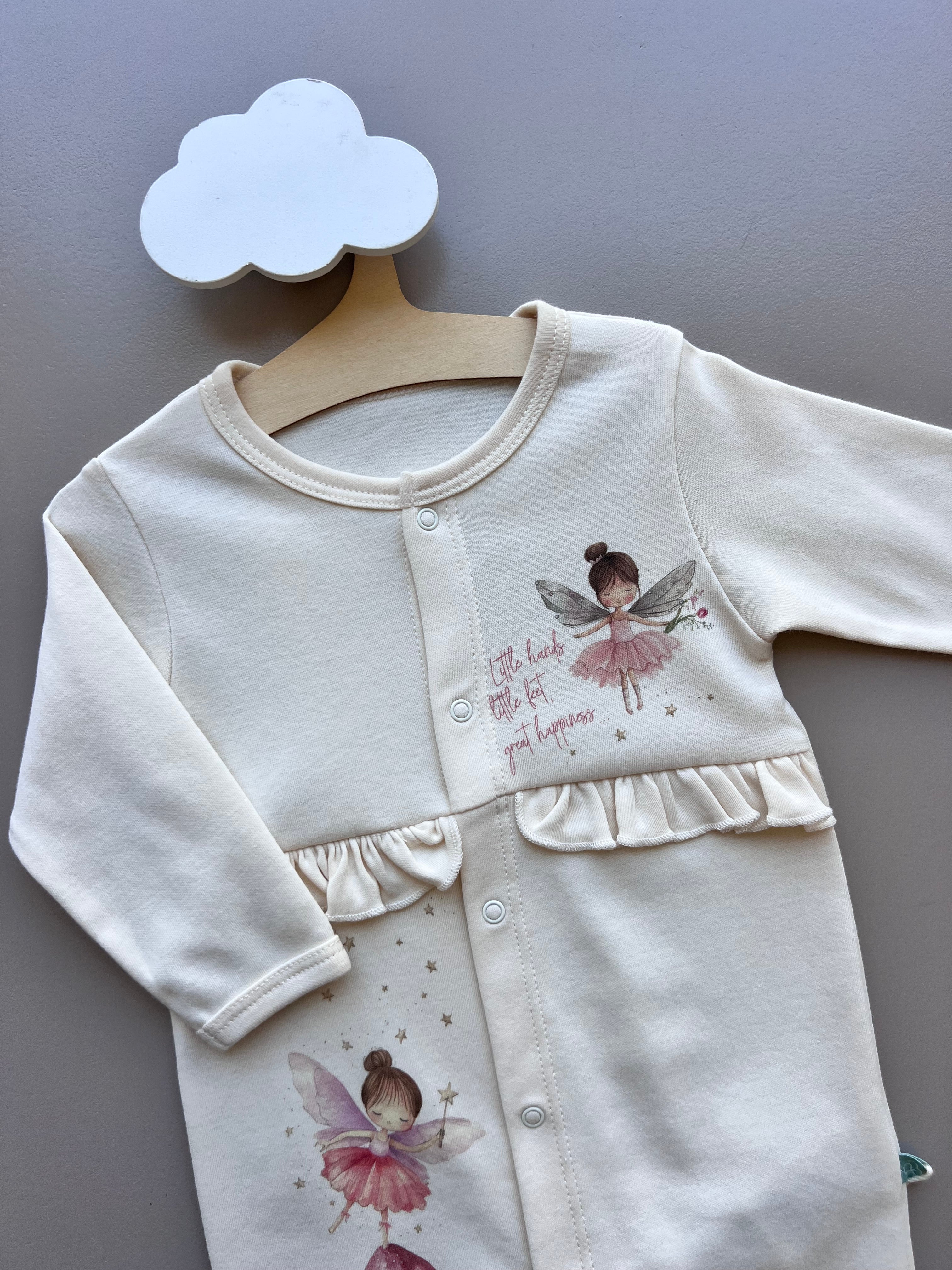 Beige & Pink GOTS™ Certified Organic Cotton Fly Overall