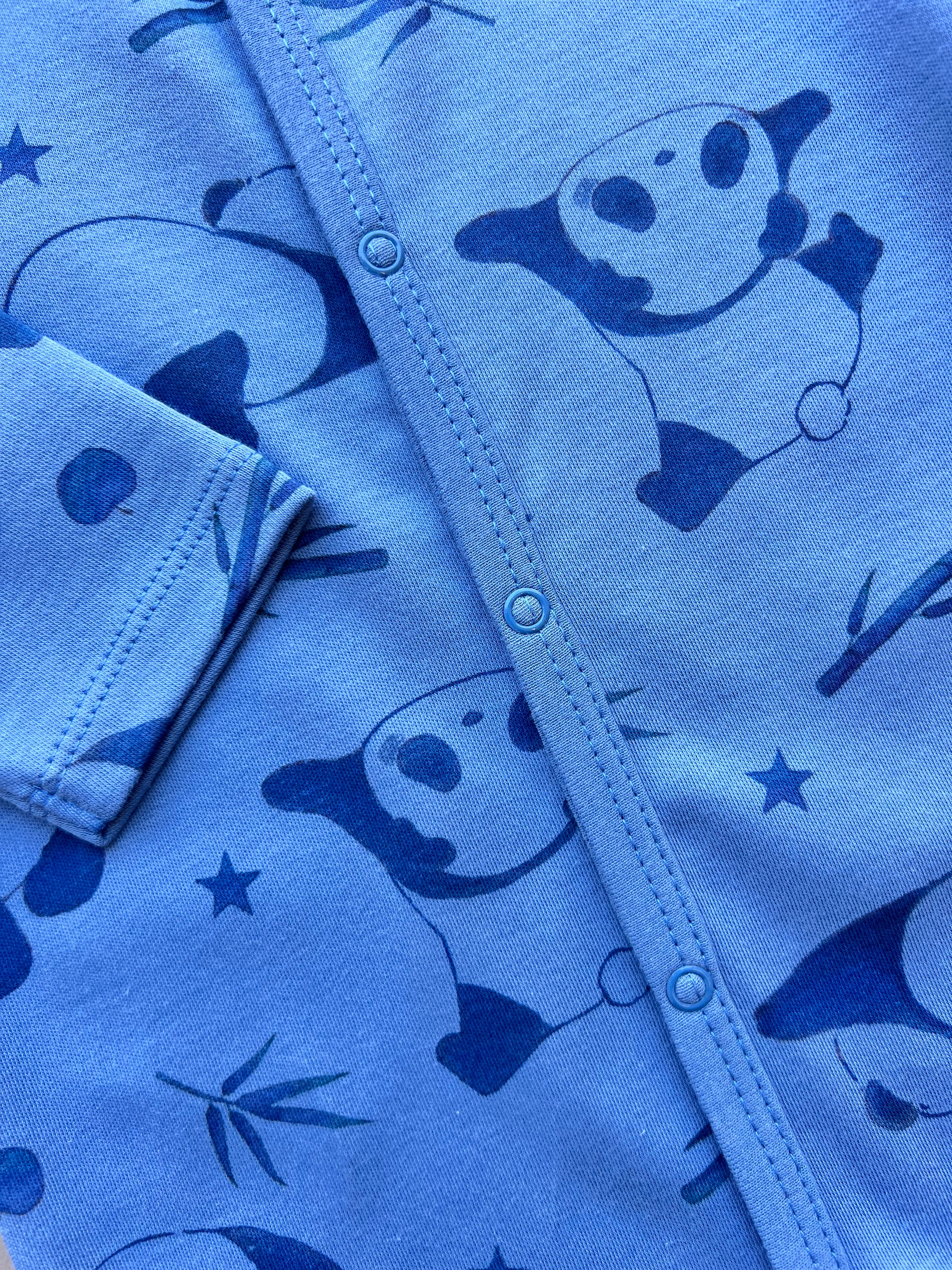 Blue GOTS™ Certified Organic Cotton Panda Long Sleeves Overall