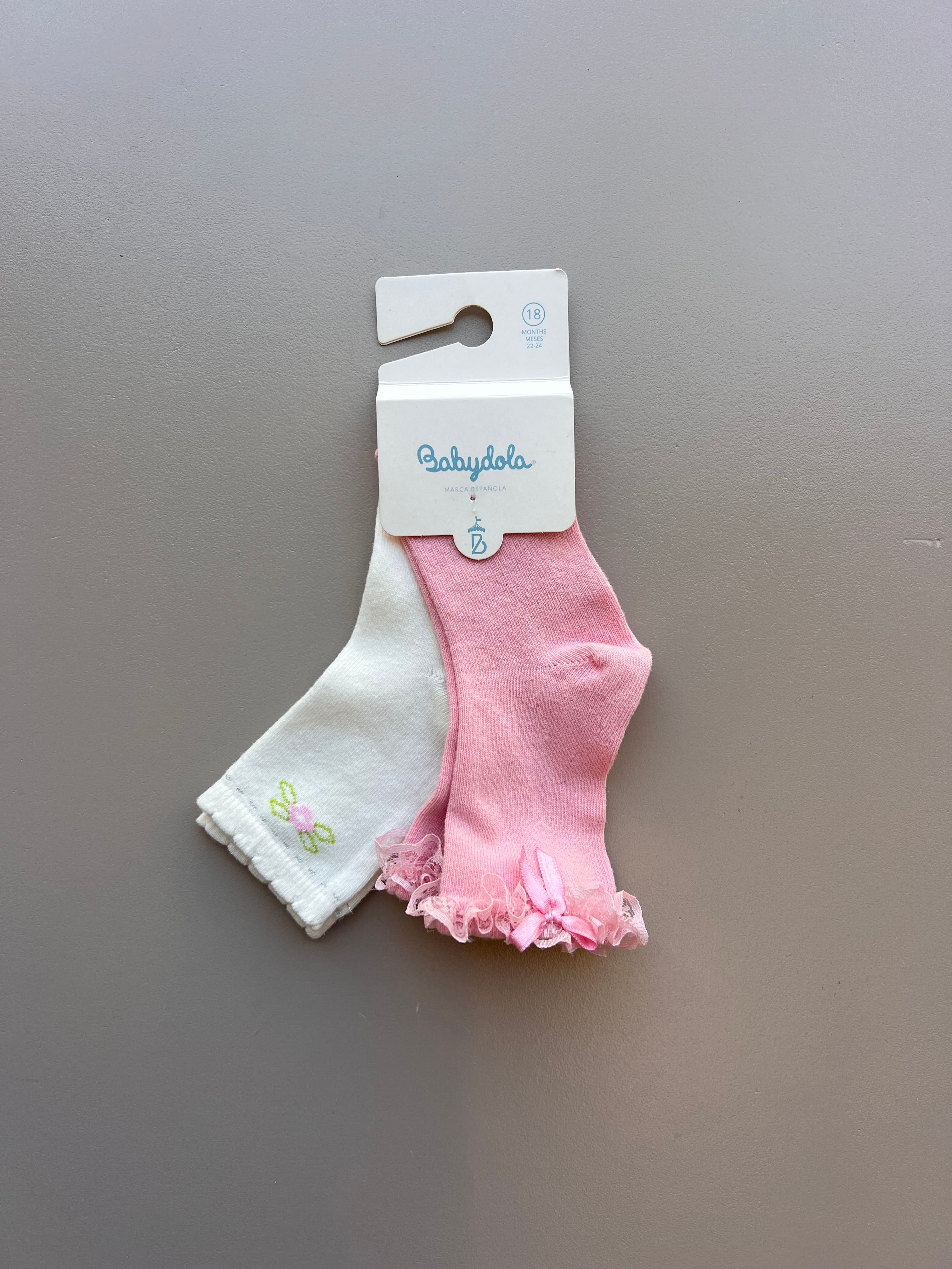 Pink And White Long Socks 2 Pairs