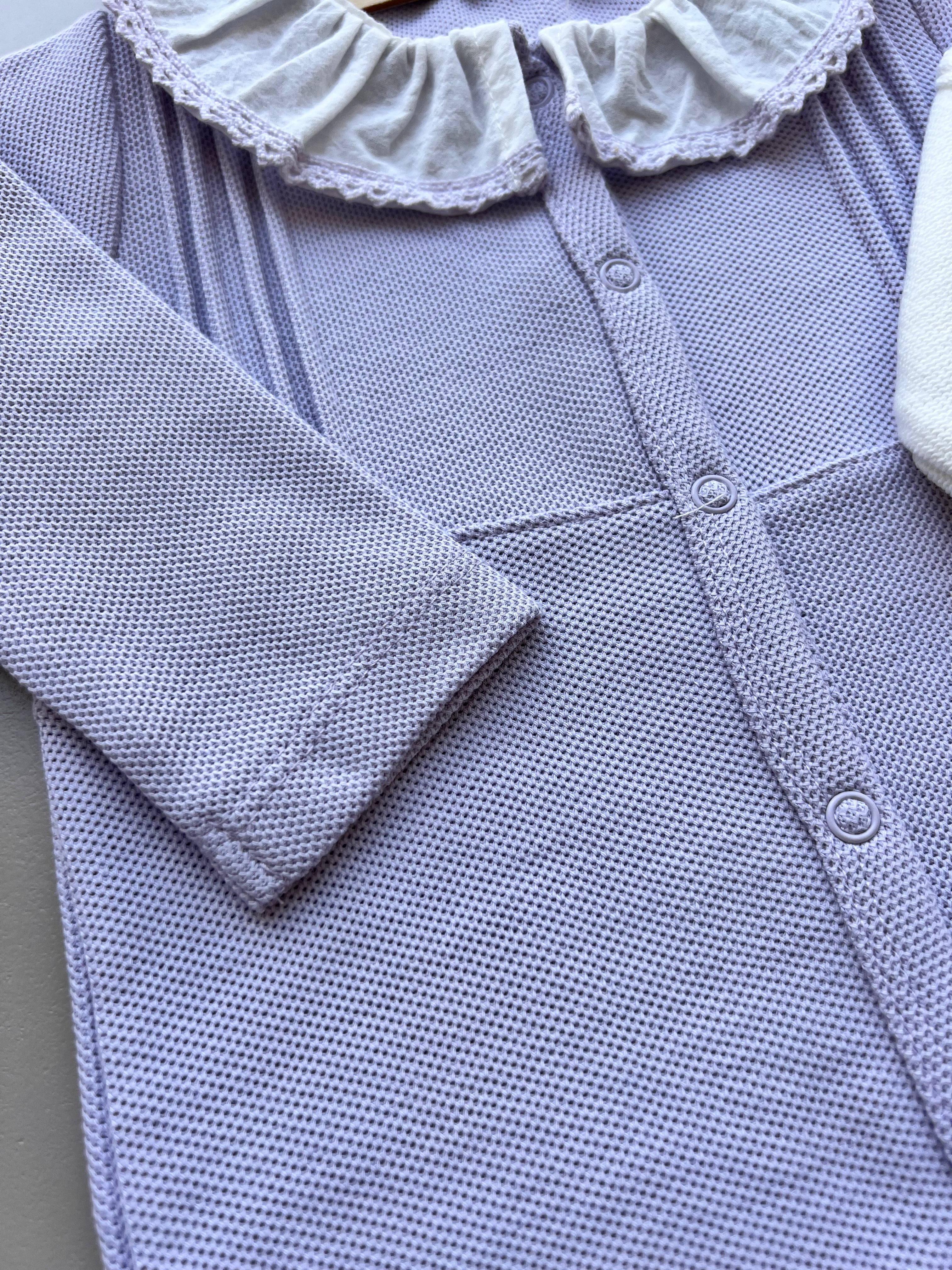 Purple And White Organic Cotton 3 Pcs Overall