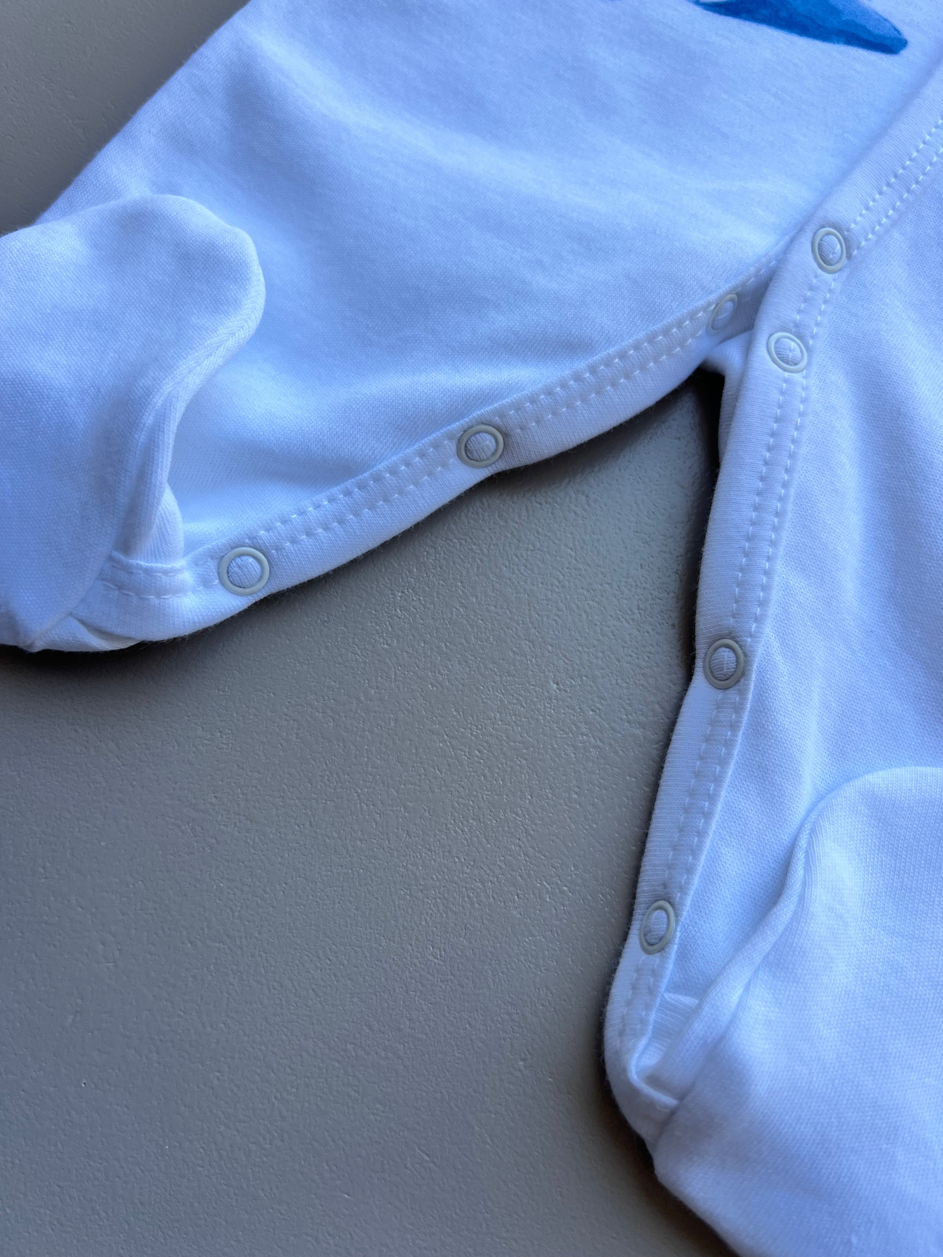 White & Blue GOTS™ Certified Organic Cotton Panda Long Sleeves Overall