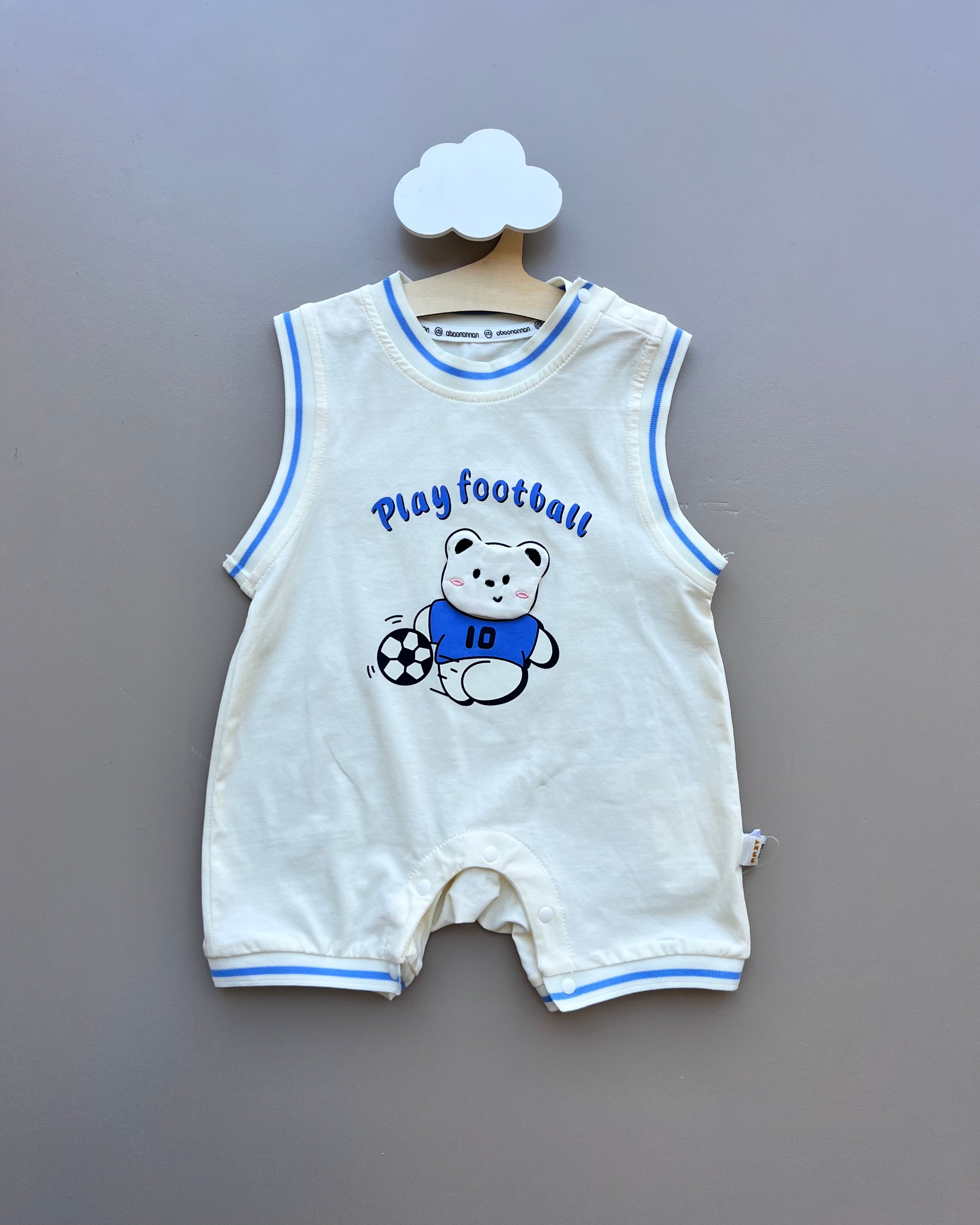 Yellow/Blue Bear Play Football Romper