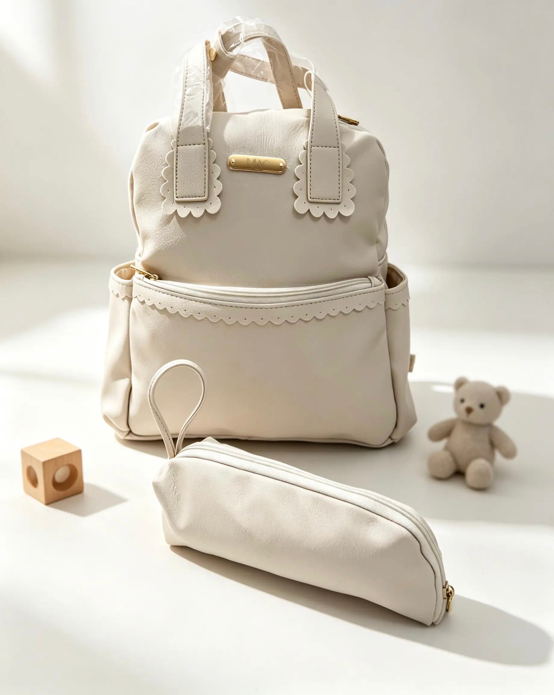 Lujain Leather Backpack Diapers Bag
