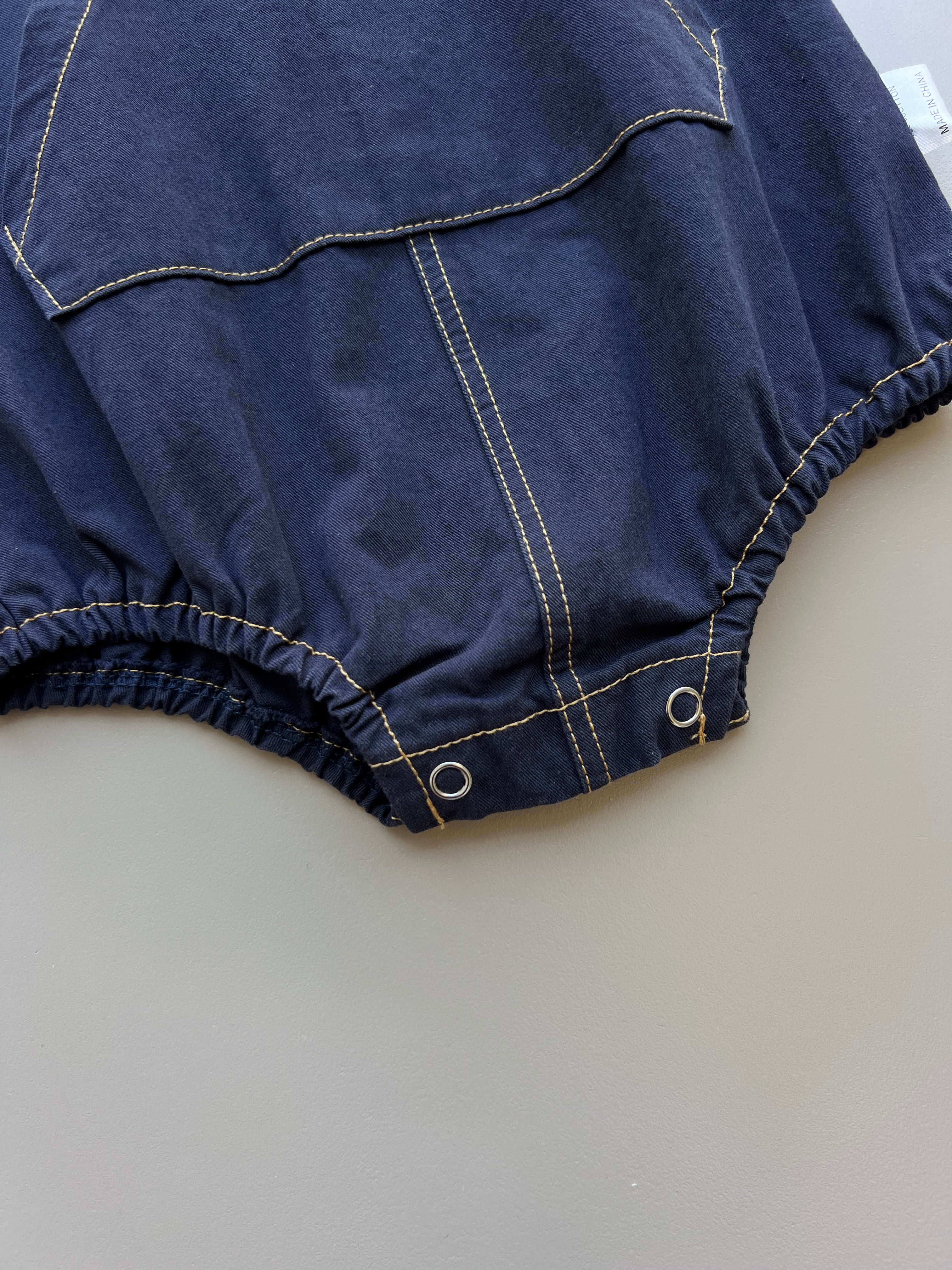 Navy Contrast Jeans Romper