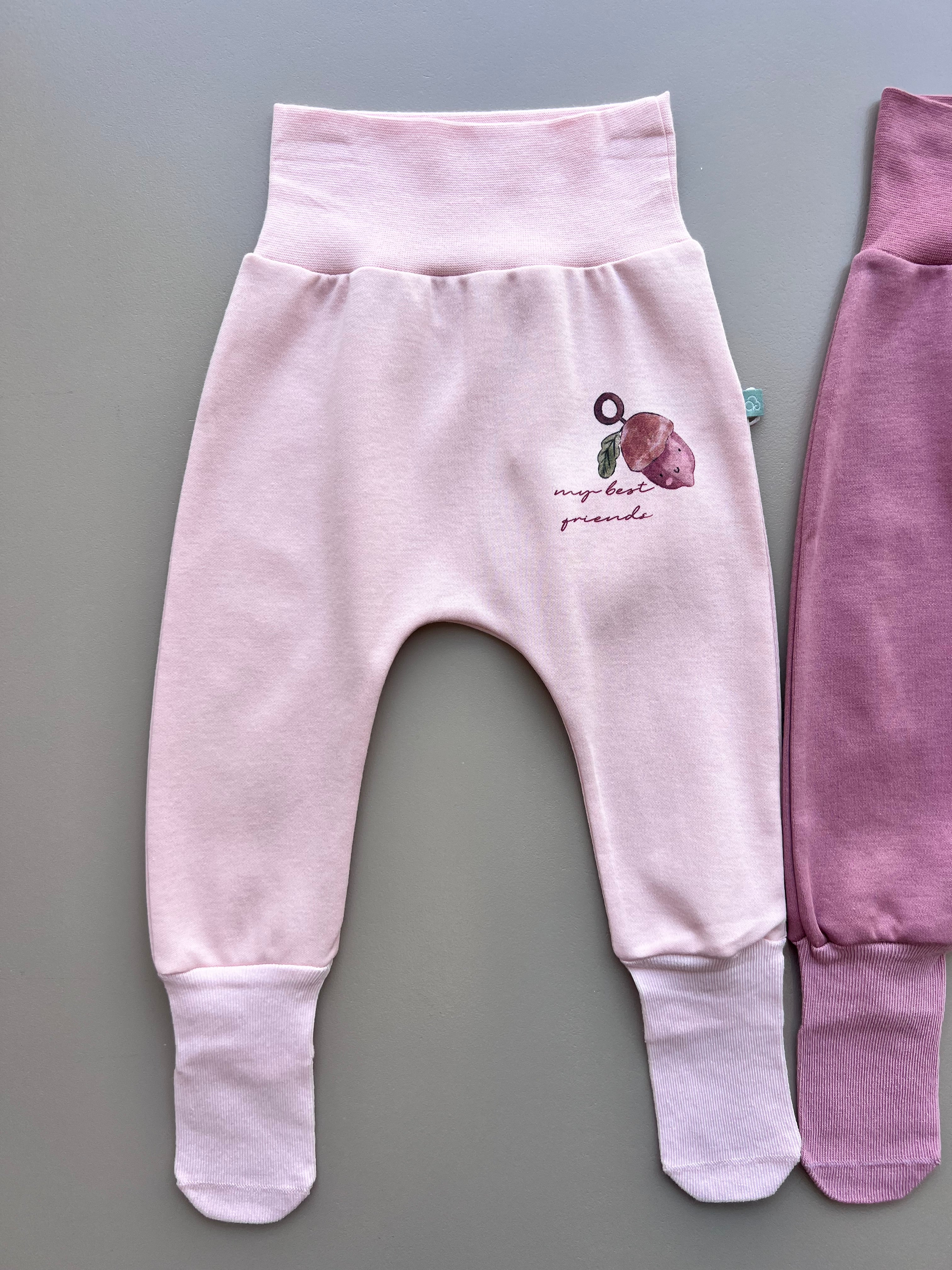 Pink & Purple GOTS™ Certified Organic Cotton Bunny Footed Pants 3 Pcs Set