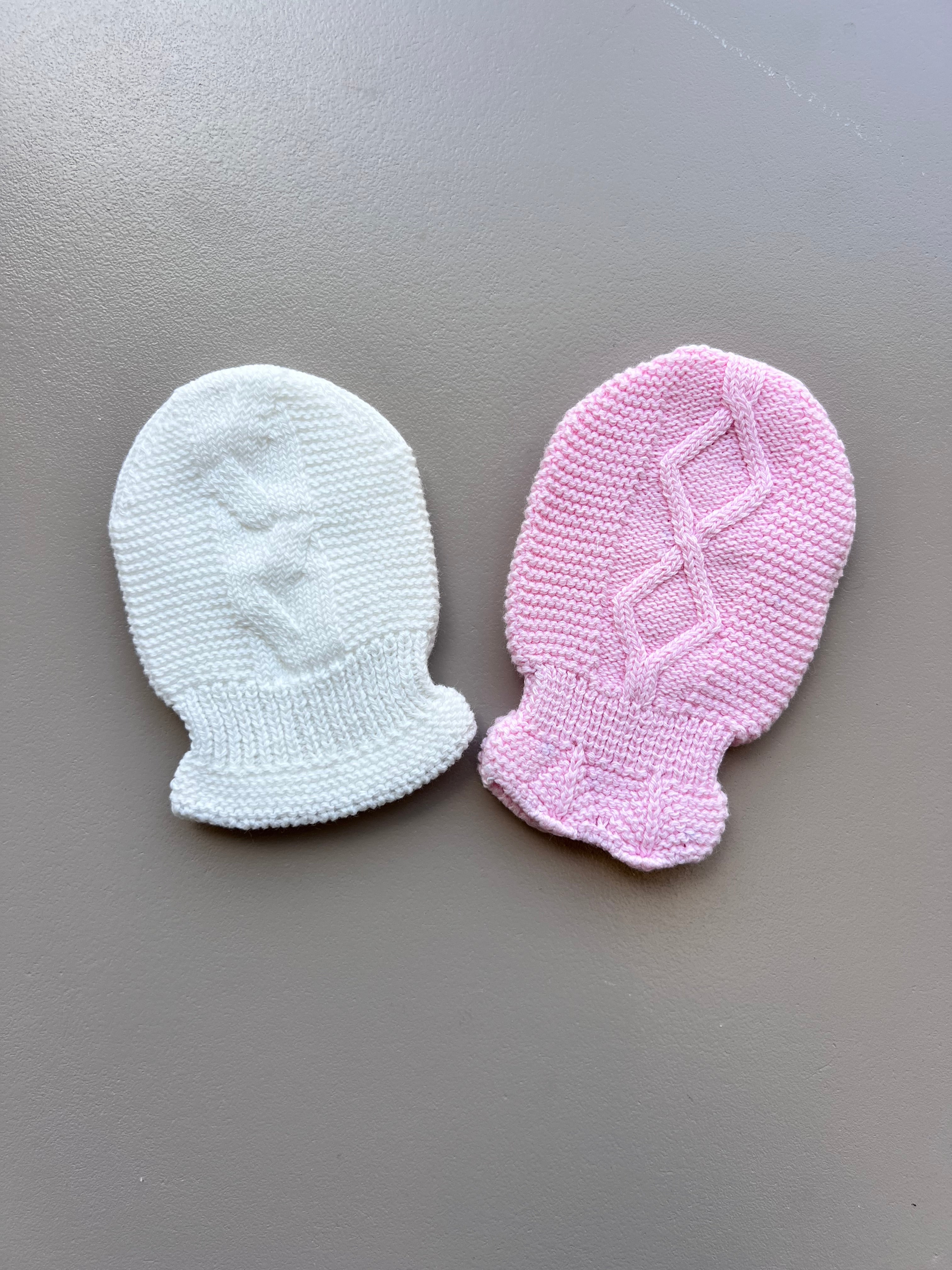 Light Pink & Off White Mitten Pack of 2 Pairs