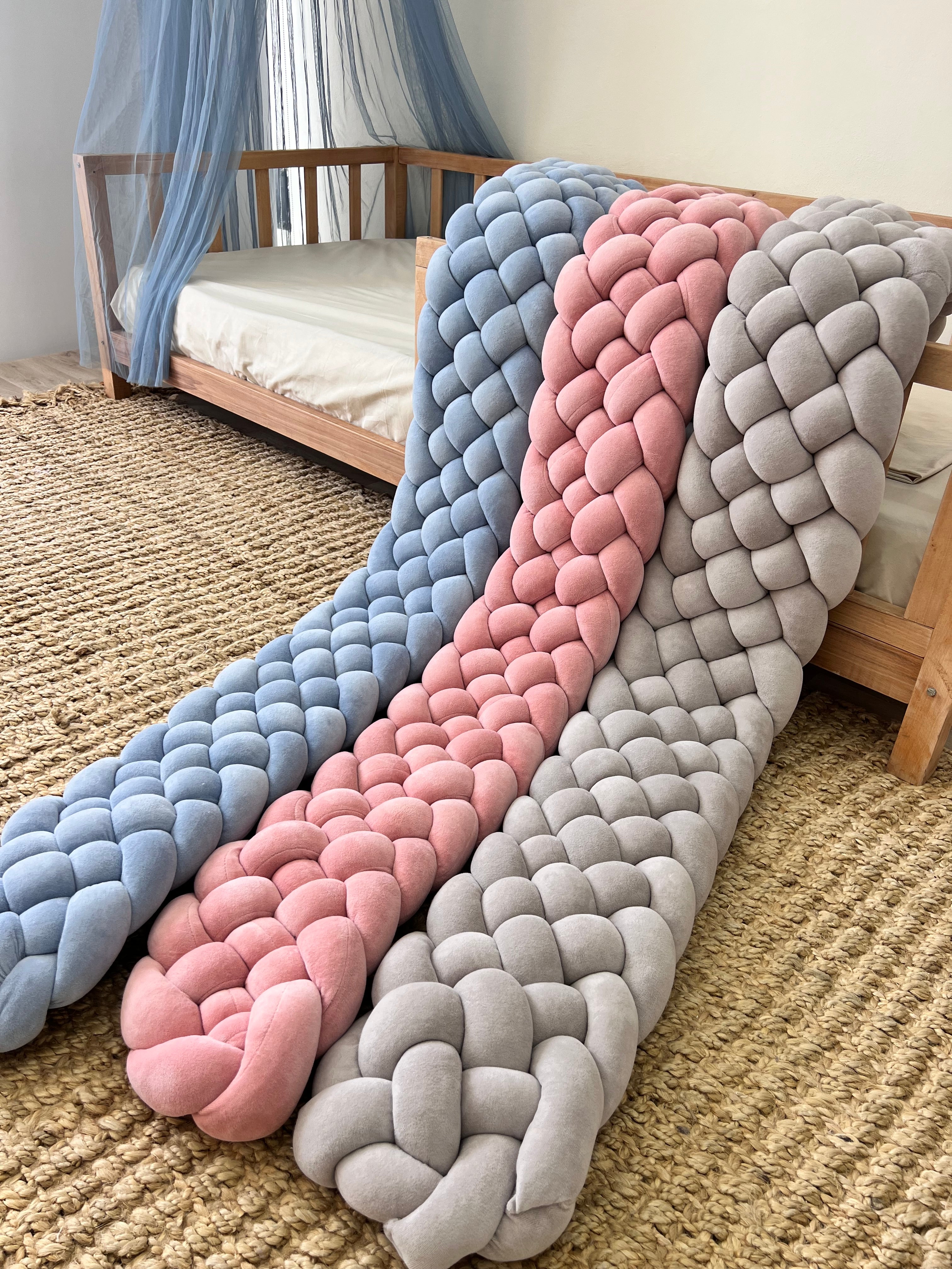 6-Ropes Fluffy Braided Bumper 230cm With Pillow & Matress Cover