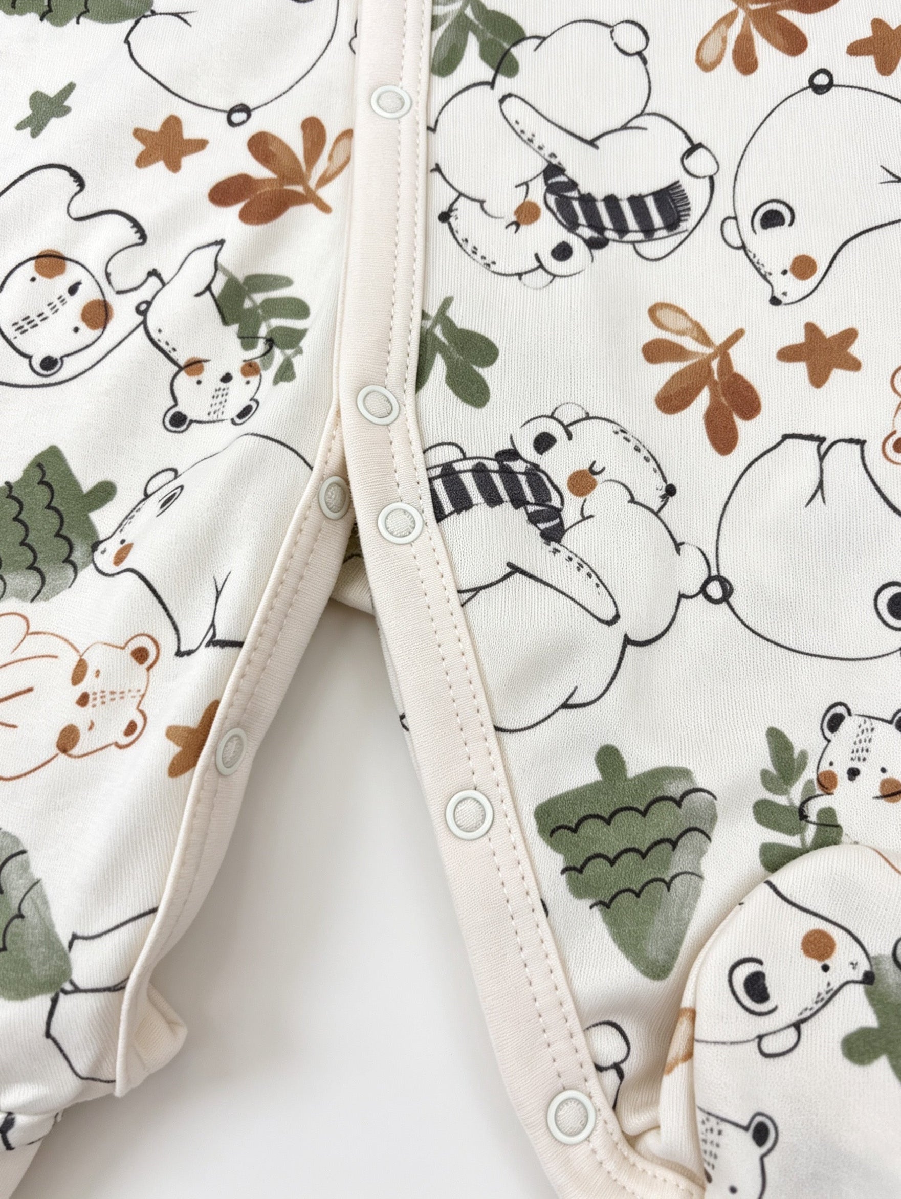 Light Beige Animals GOTS™ Certified Organic Cotton Footed Overall