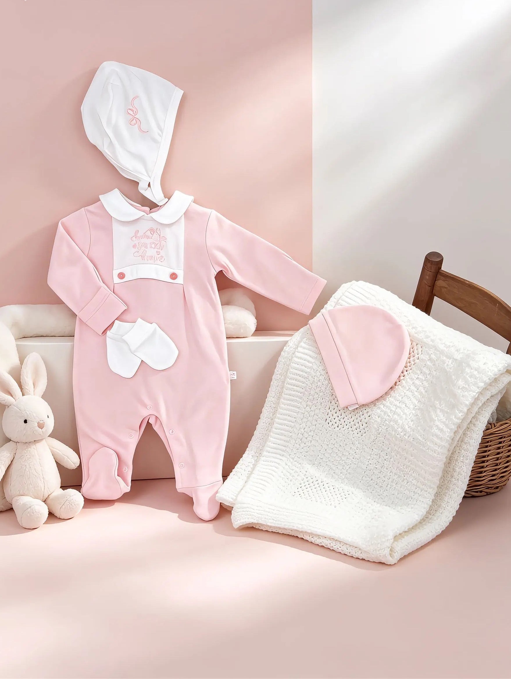 Pink Collar Footed GOTS™ Certified Overall 2 Pcs Set