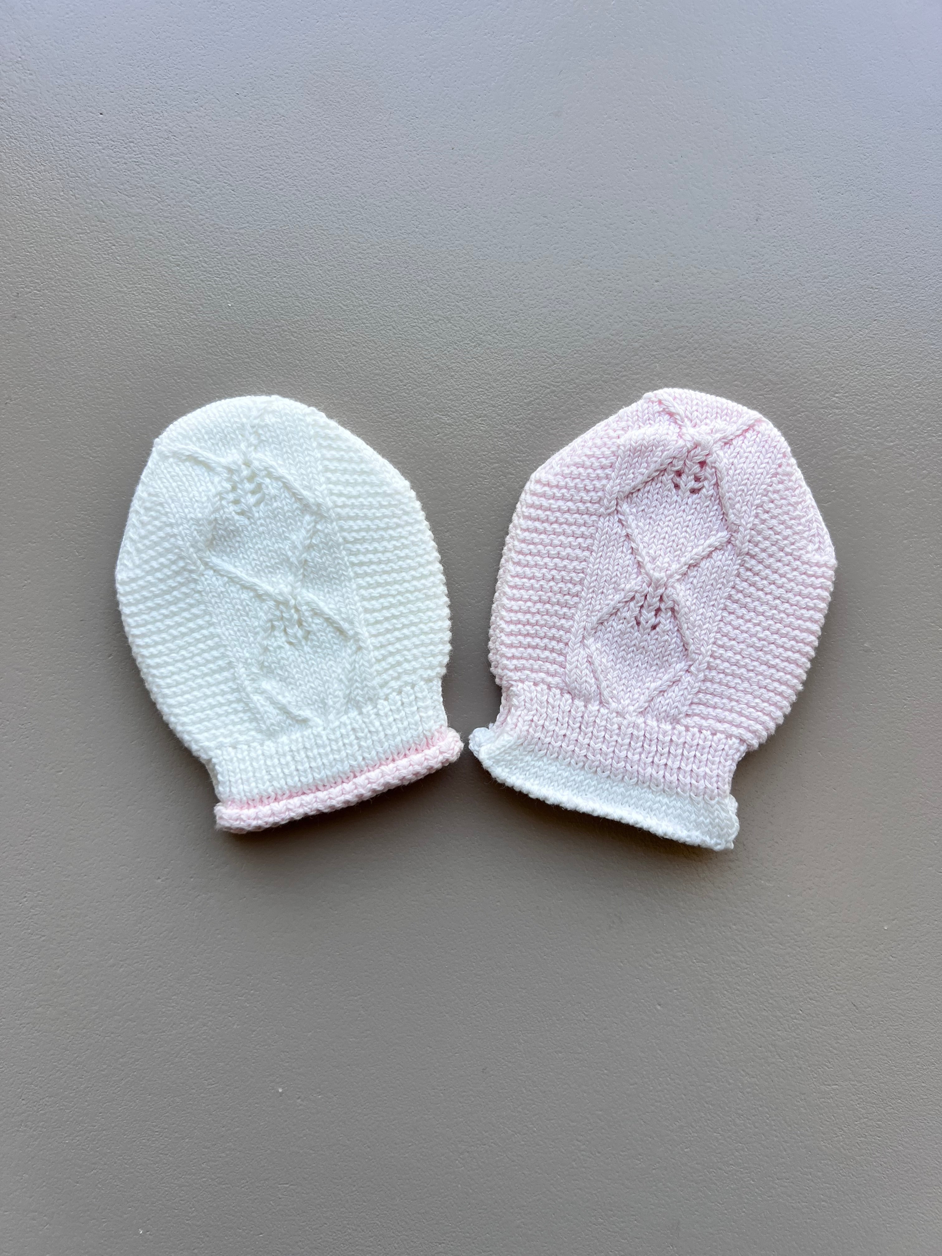 Light Pink & Off White Mitten Pack of 2 Pairs