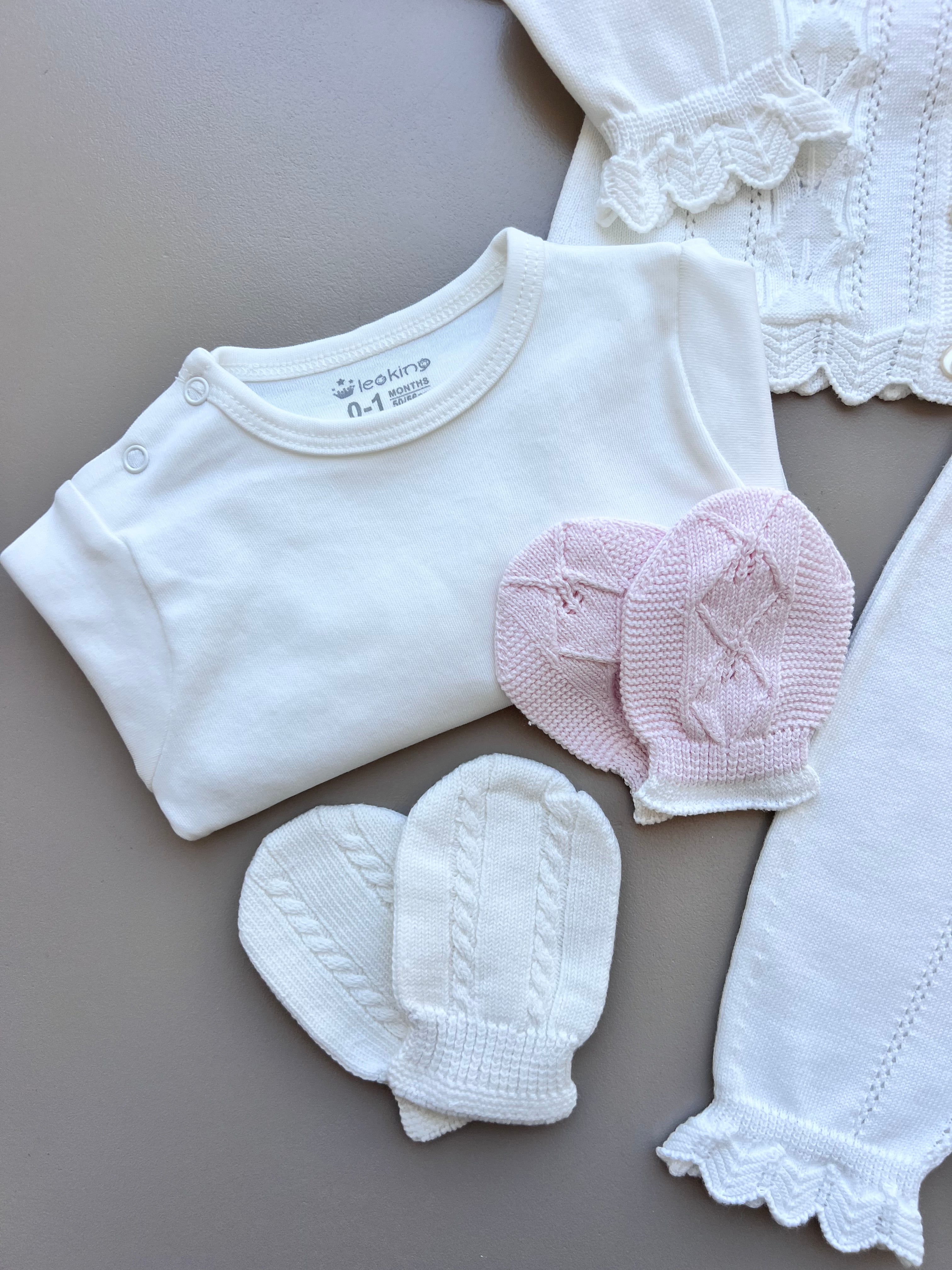 Off-White & Pink Organic Cotton Hospital Set 8 pcs