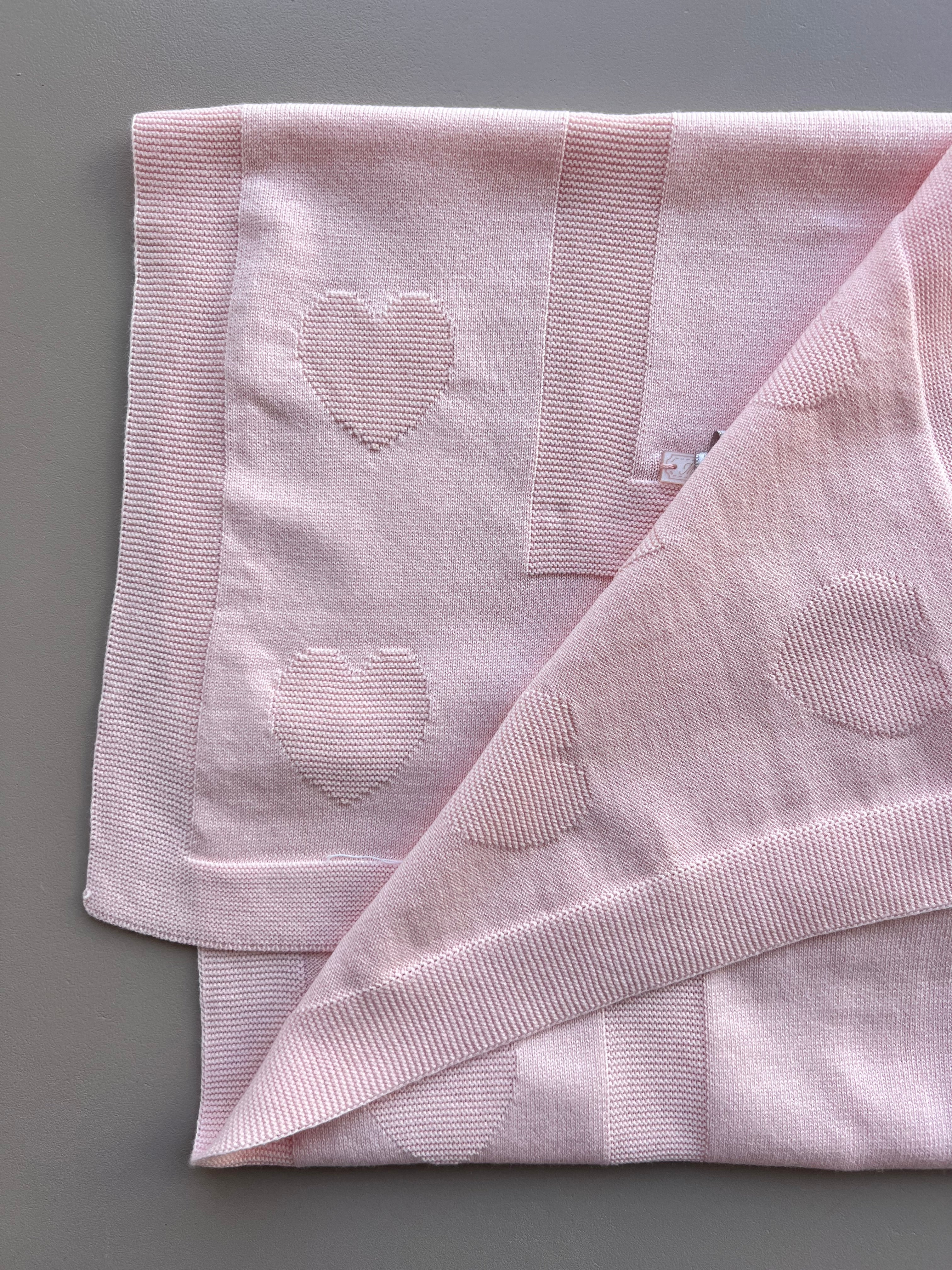 Pink Cotton Hearts Blanket