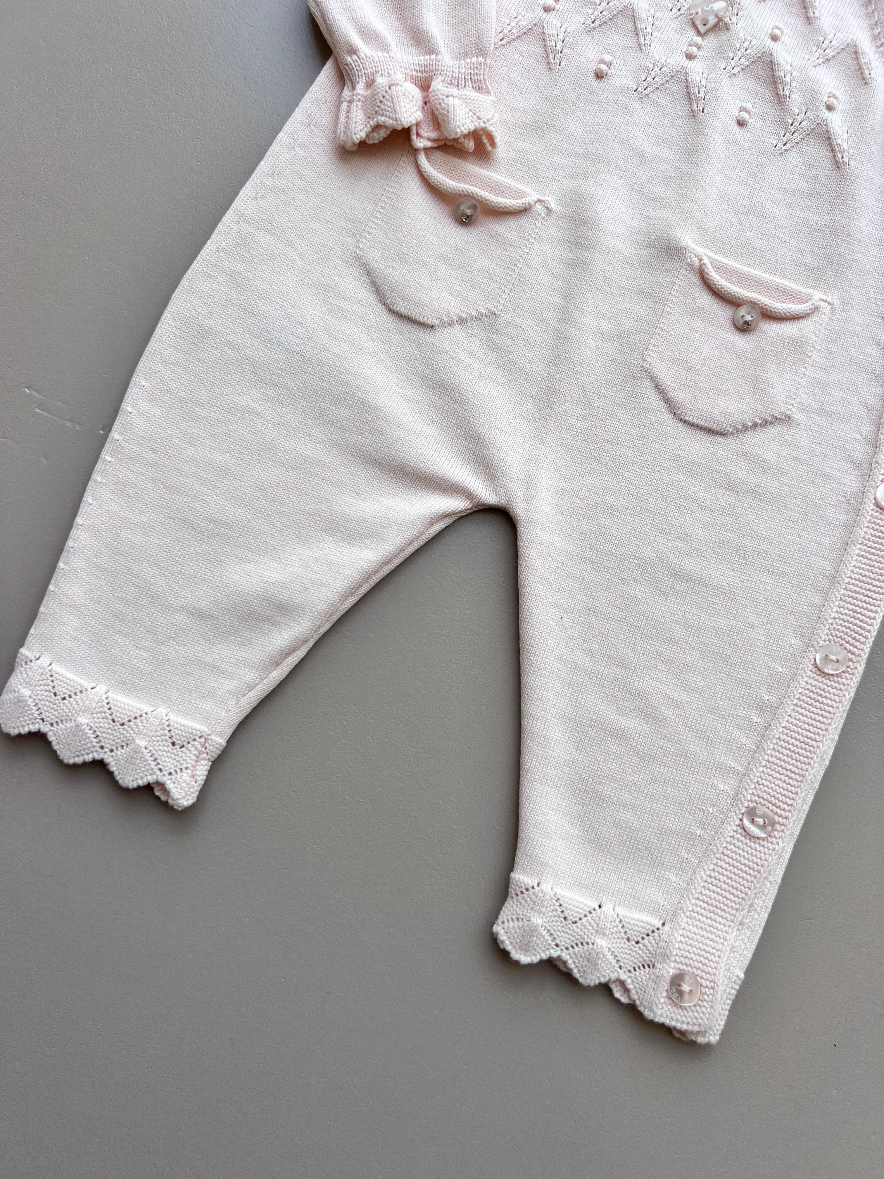 Salmon ruffles Organic Cotton 2 Pcs Overall With Hat