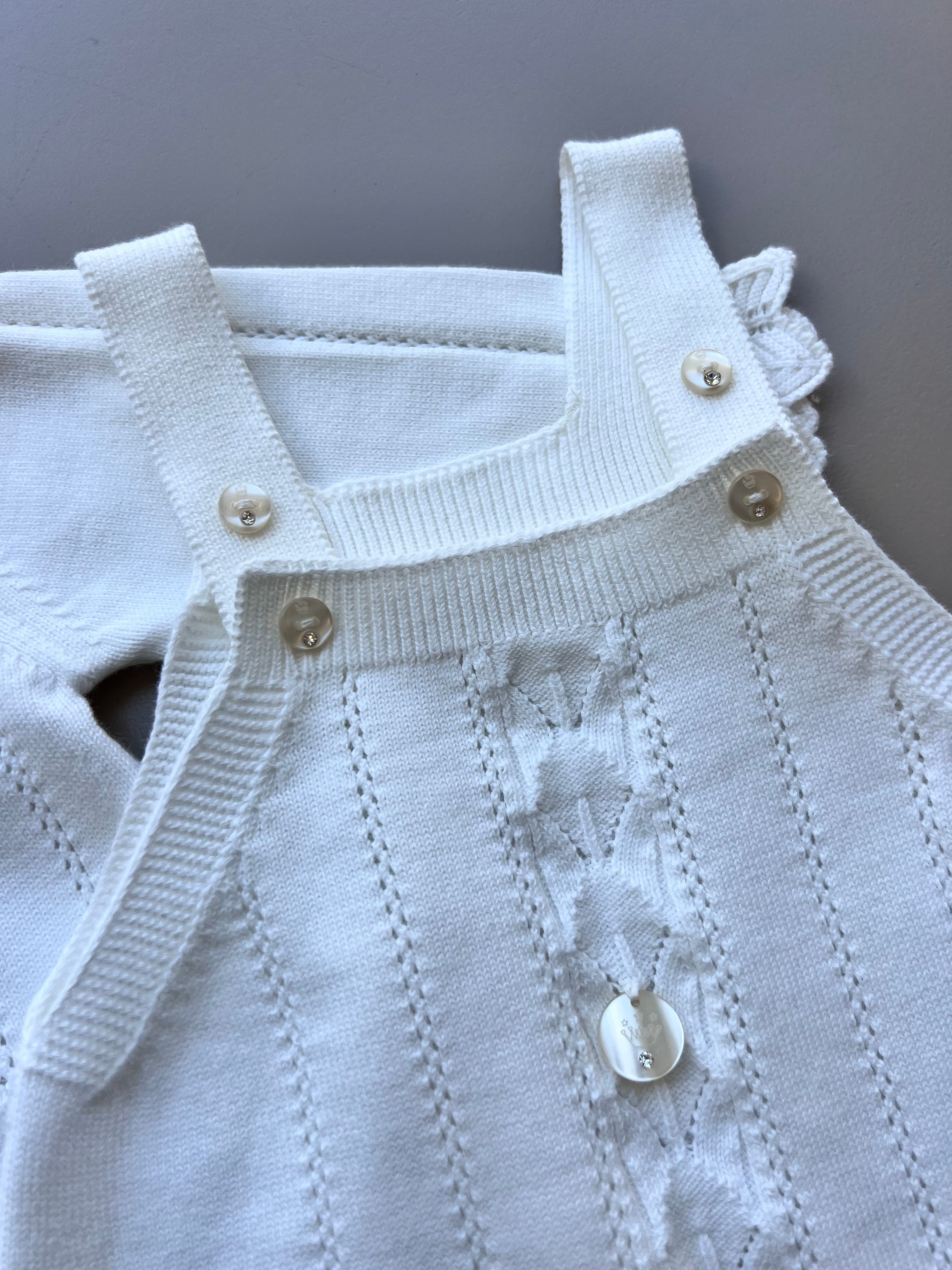 White Ruffles Organic Cotton 3 Pcs Set Salopettes