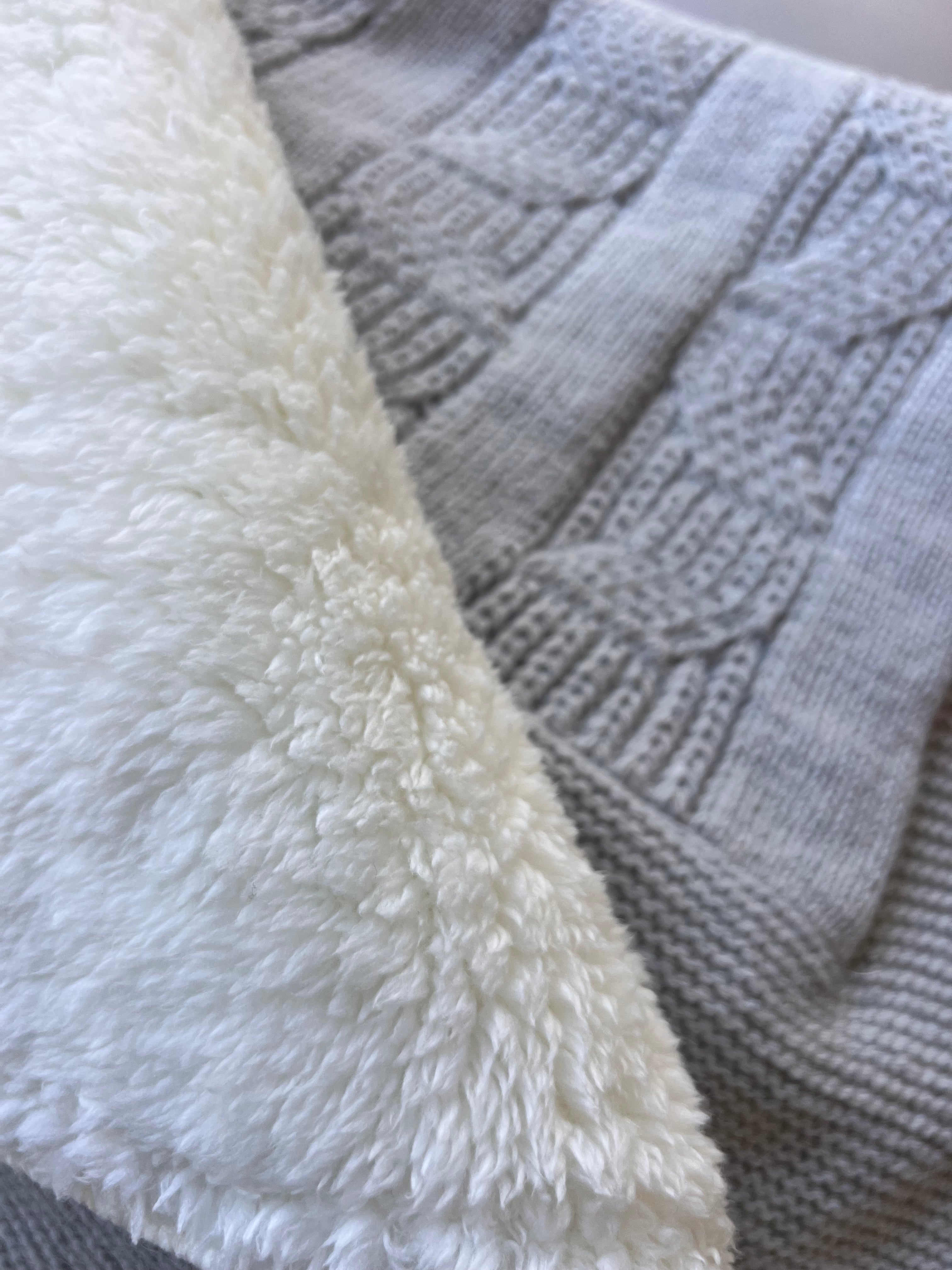 Blue Thick Wool Blanket Fur Inside