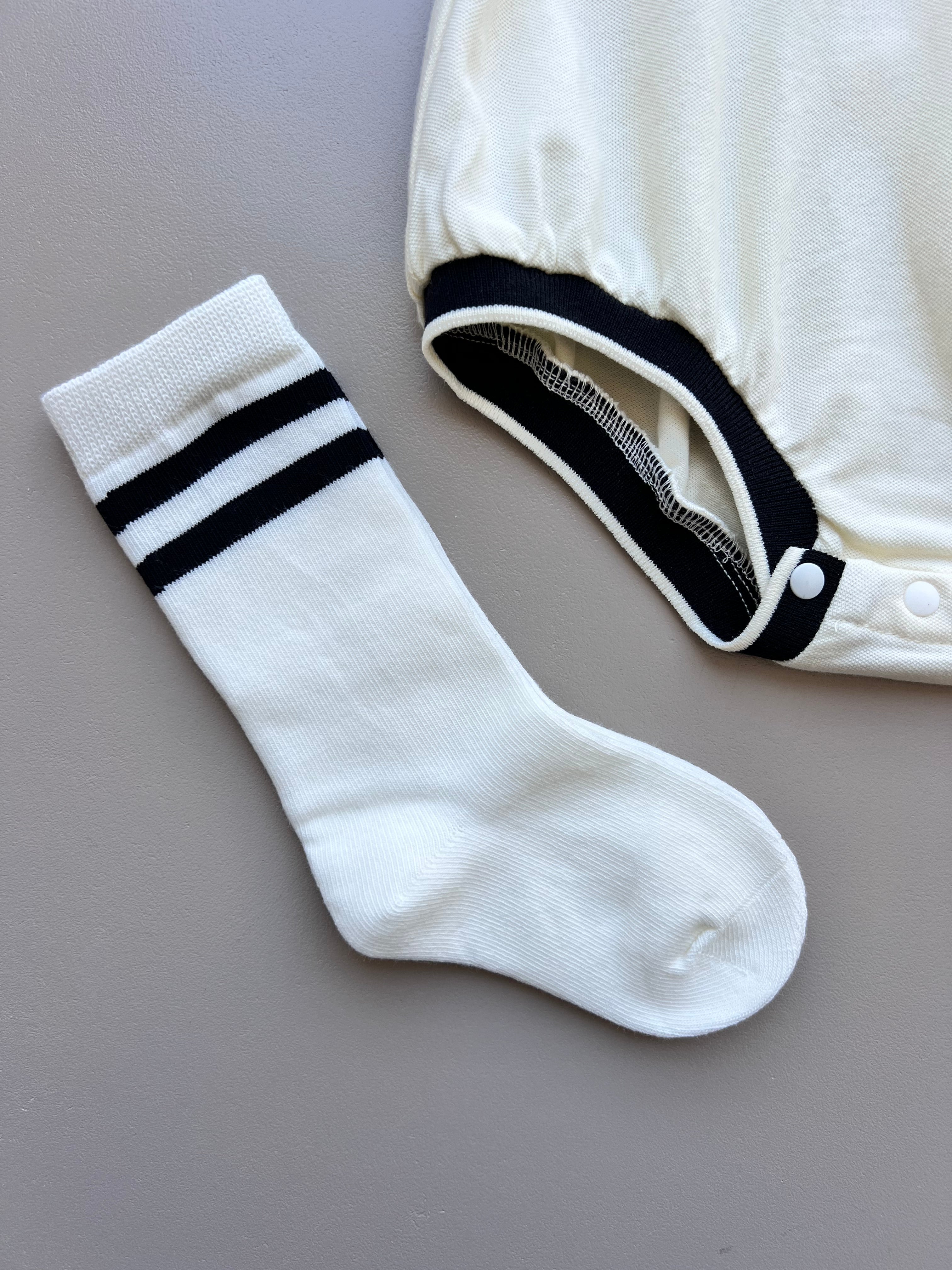 Yellow/Black ABC Romper, Hat and Socks 3pcs Set