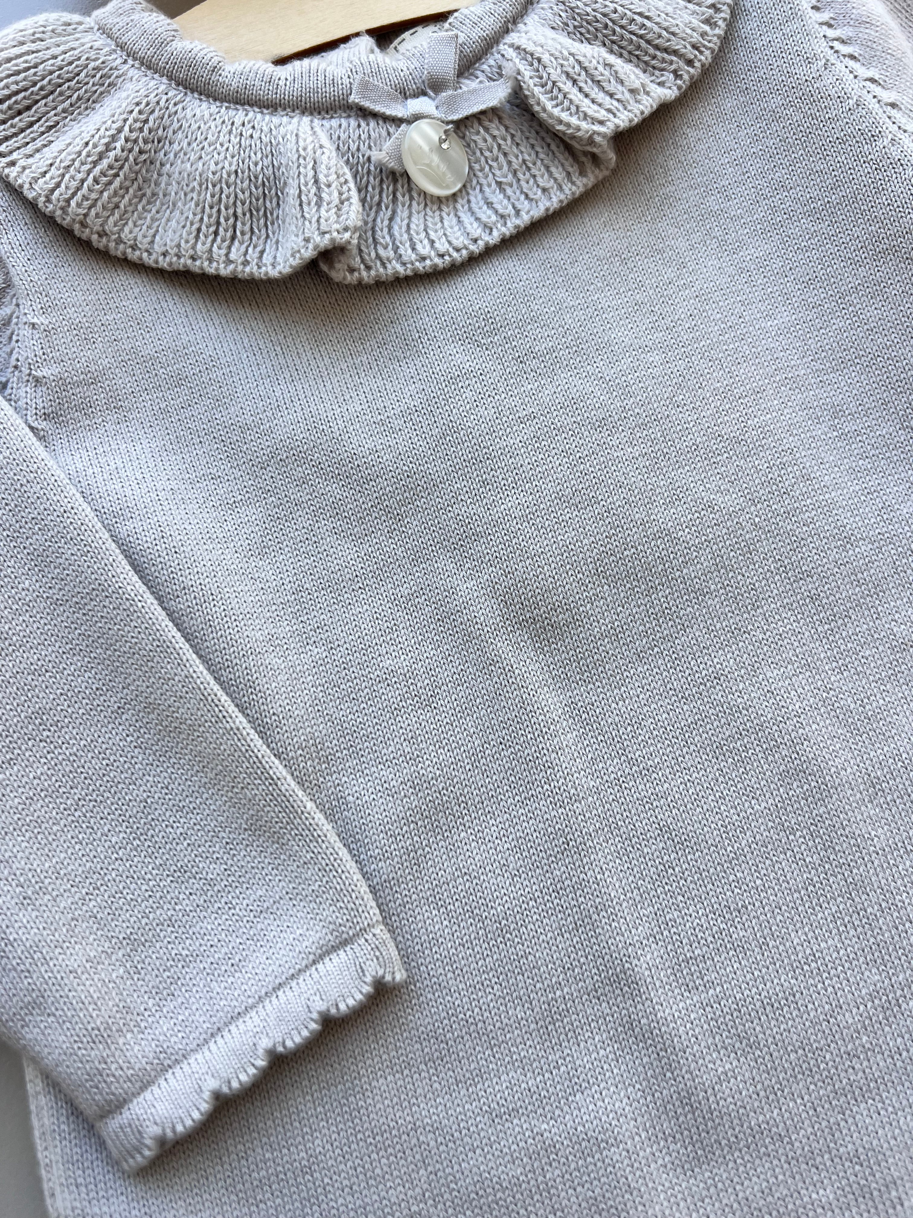 Beige Thick Cotton Dentelle Collar Body