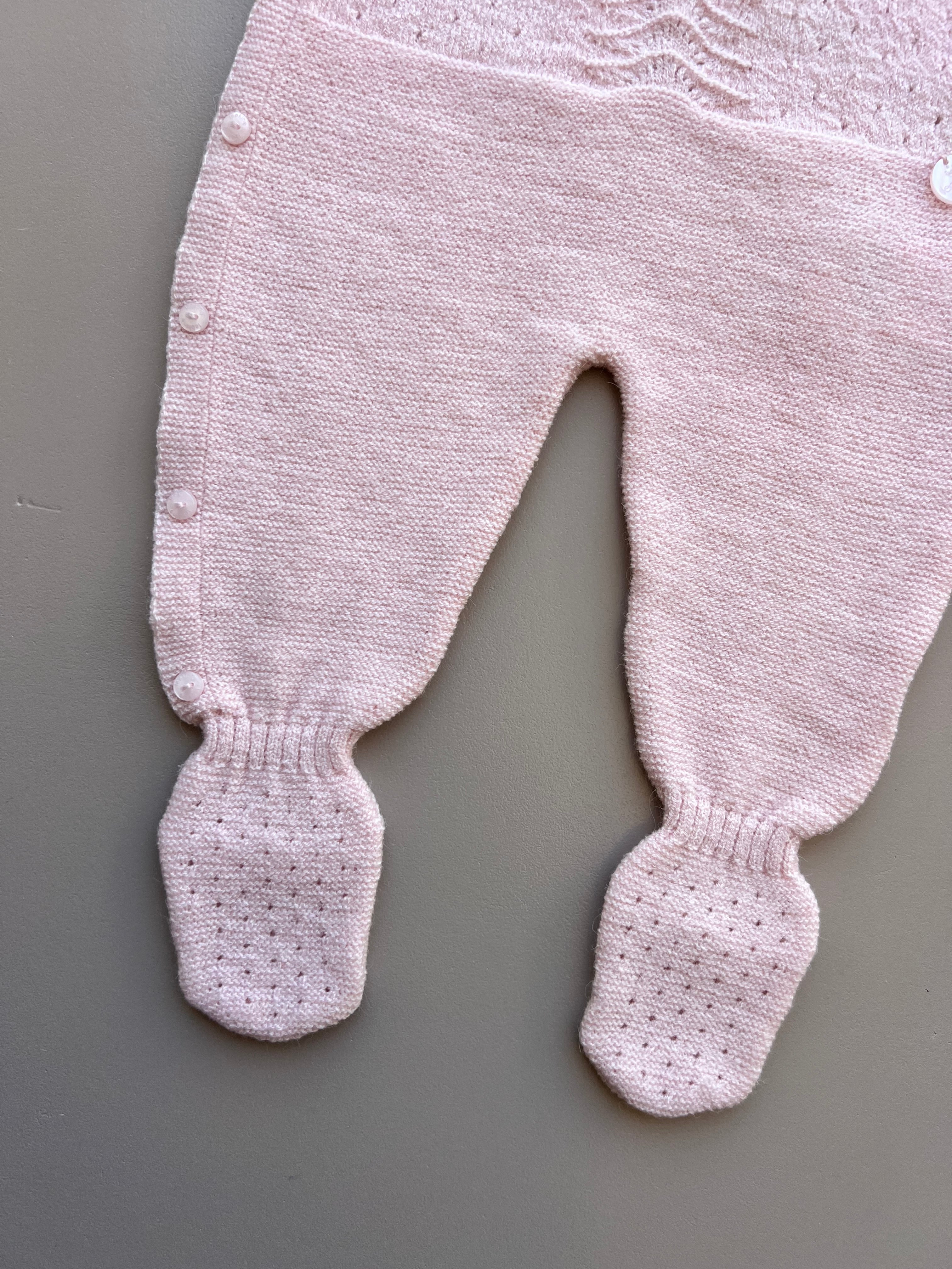 Pink/White Ruffle Natural Wool Overall