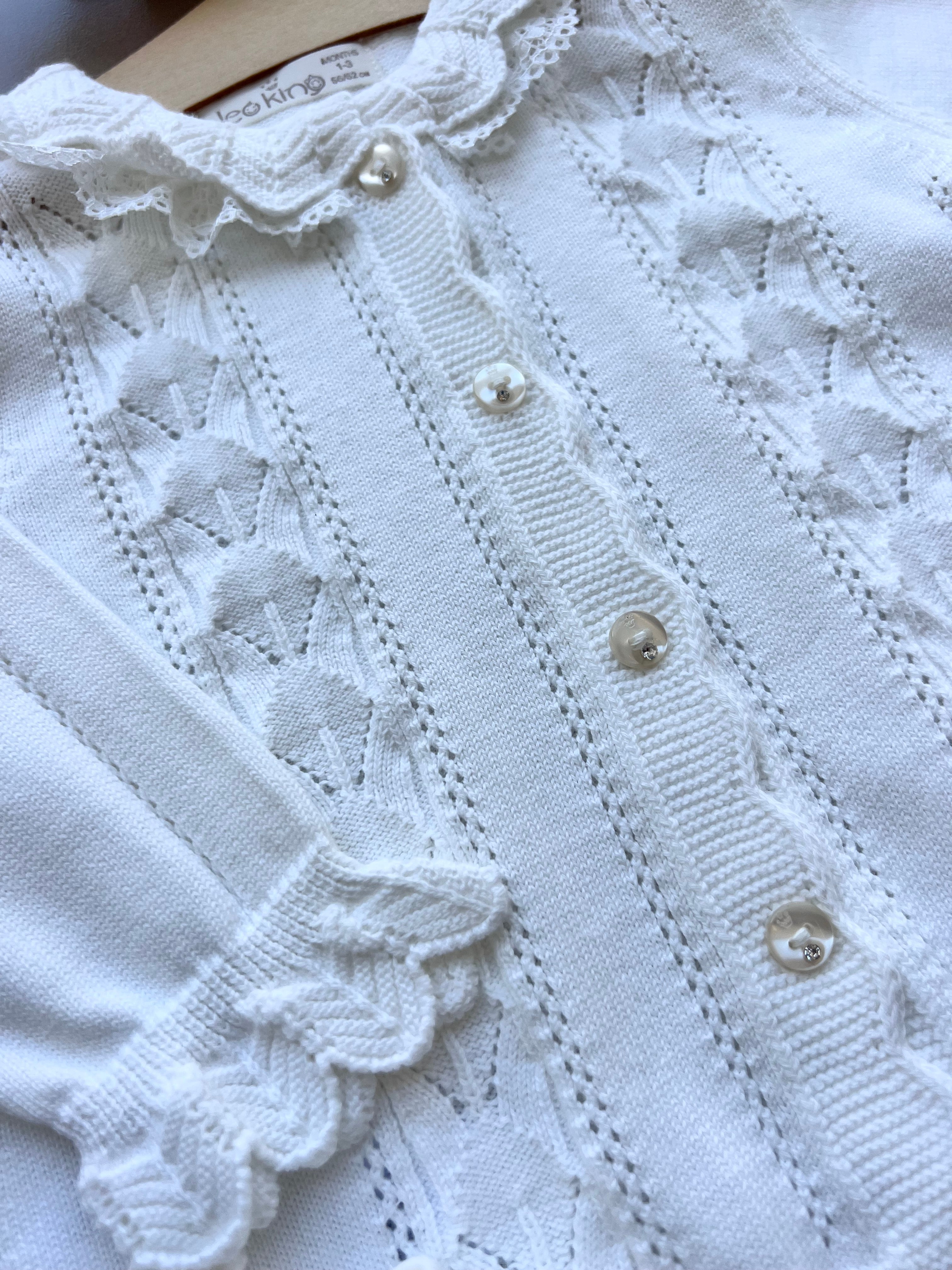 White Ruffles Organic Cotton 3 Pcs Set Salopettes