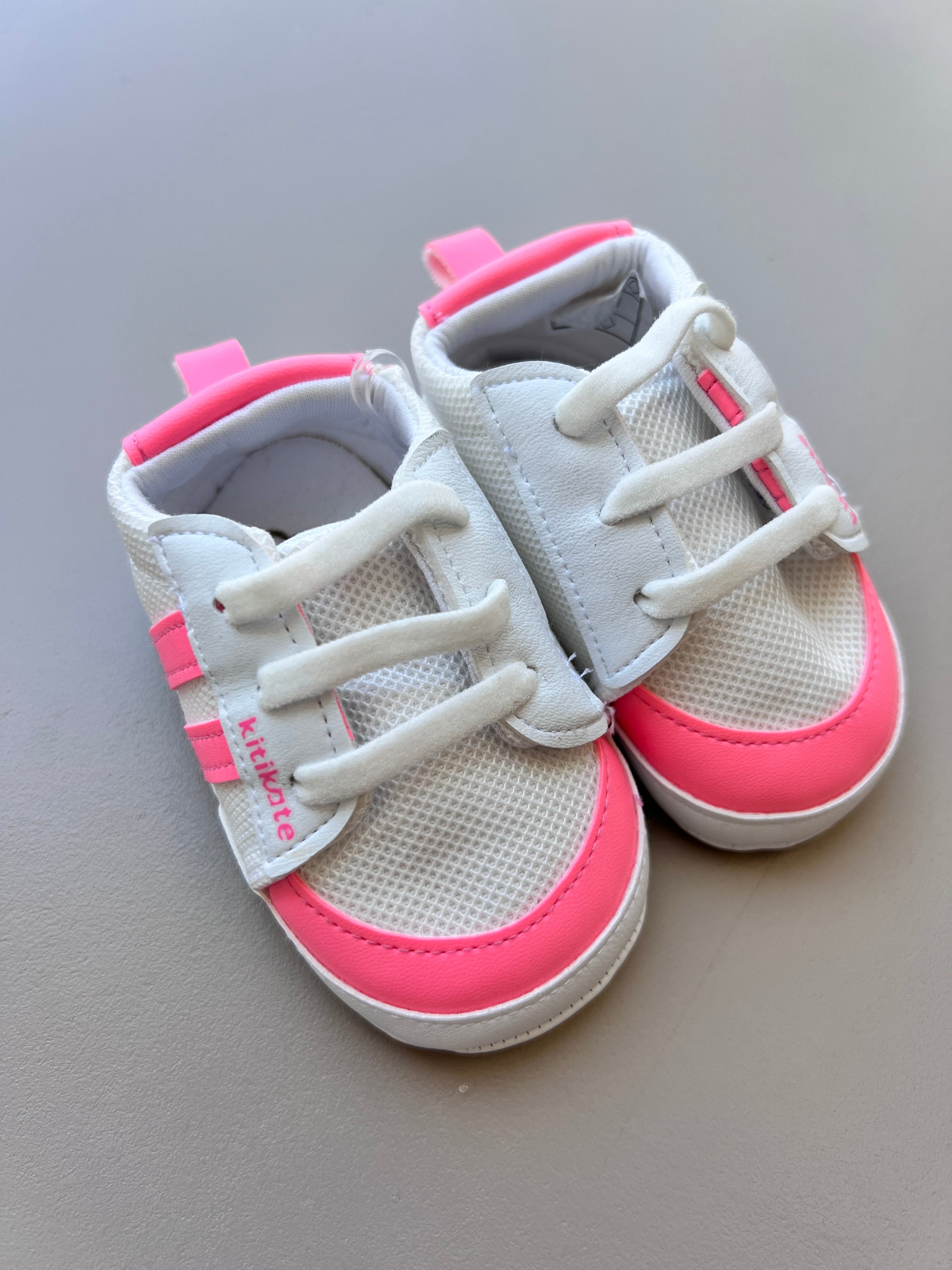 White And Pink Baby Sneakers