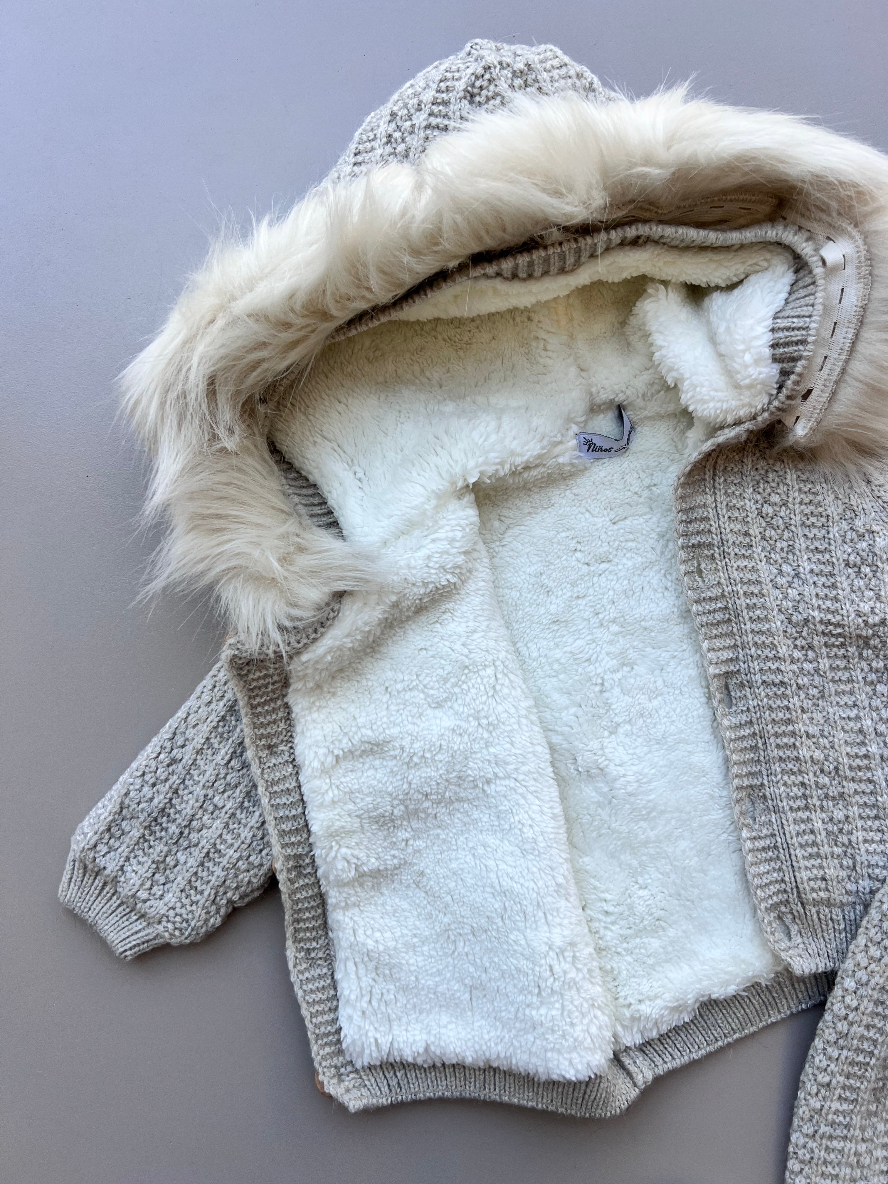 Thick Wool Fur Inside Top, Pants and Mittens 3 Pcs