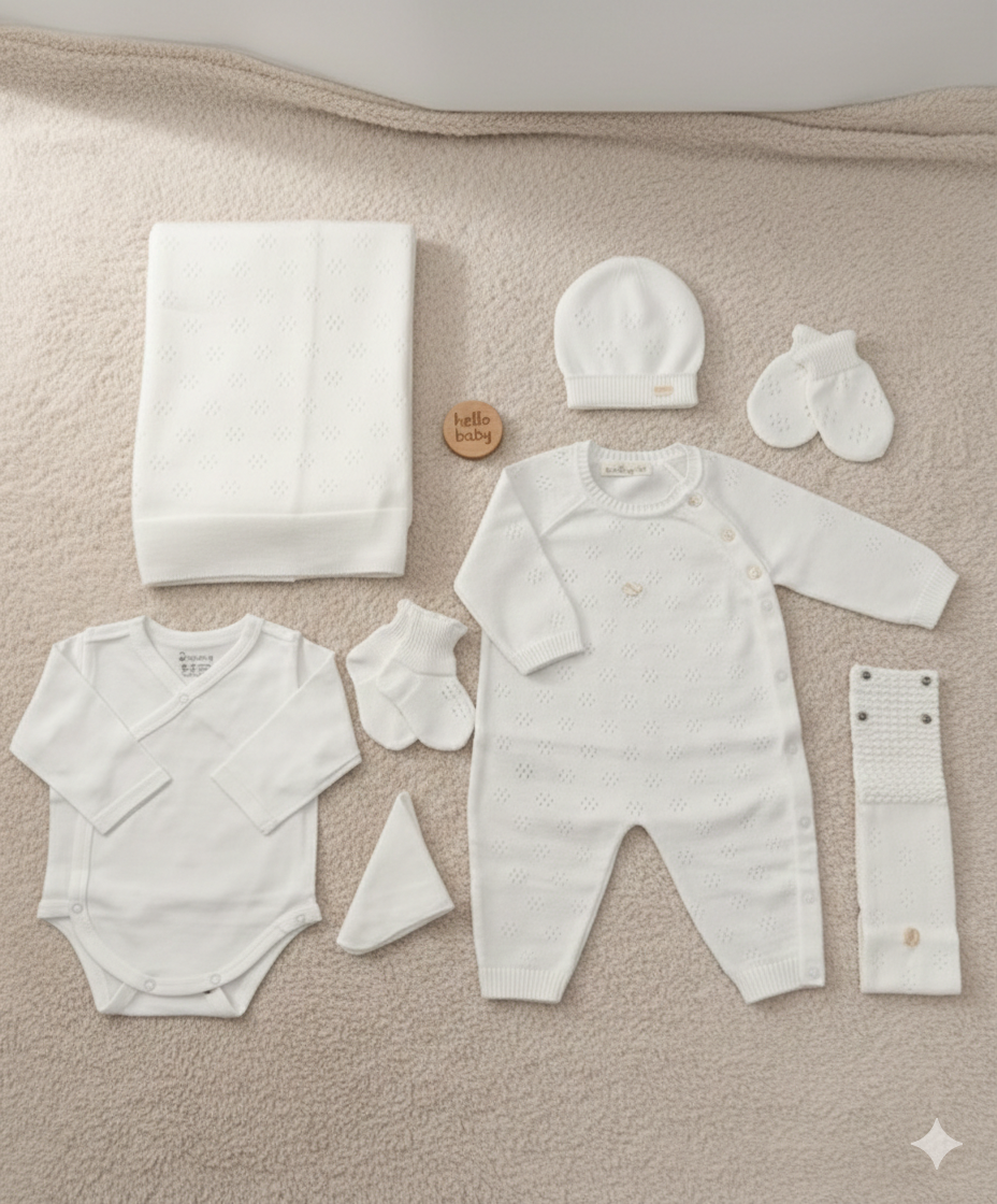 Organic Cotton Long Sleeve Hospital Set 8 Pcs