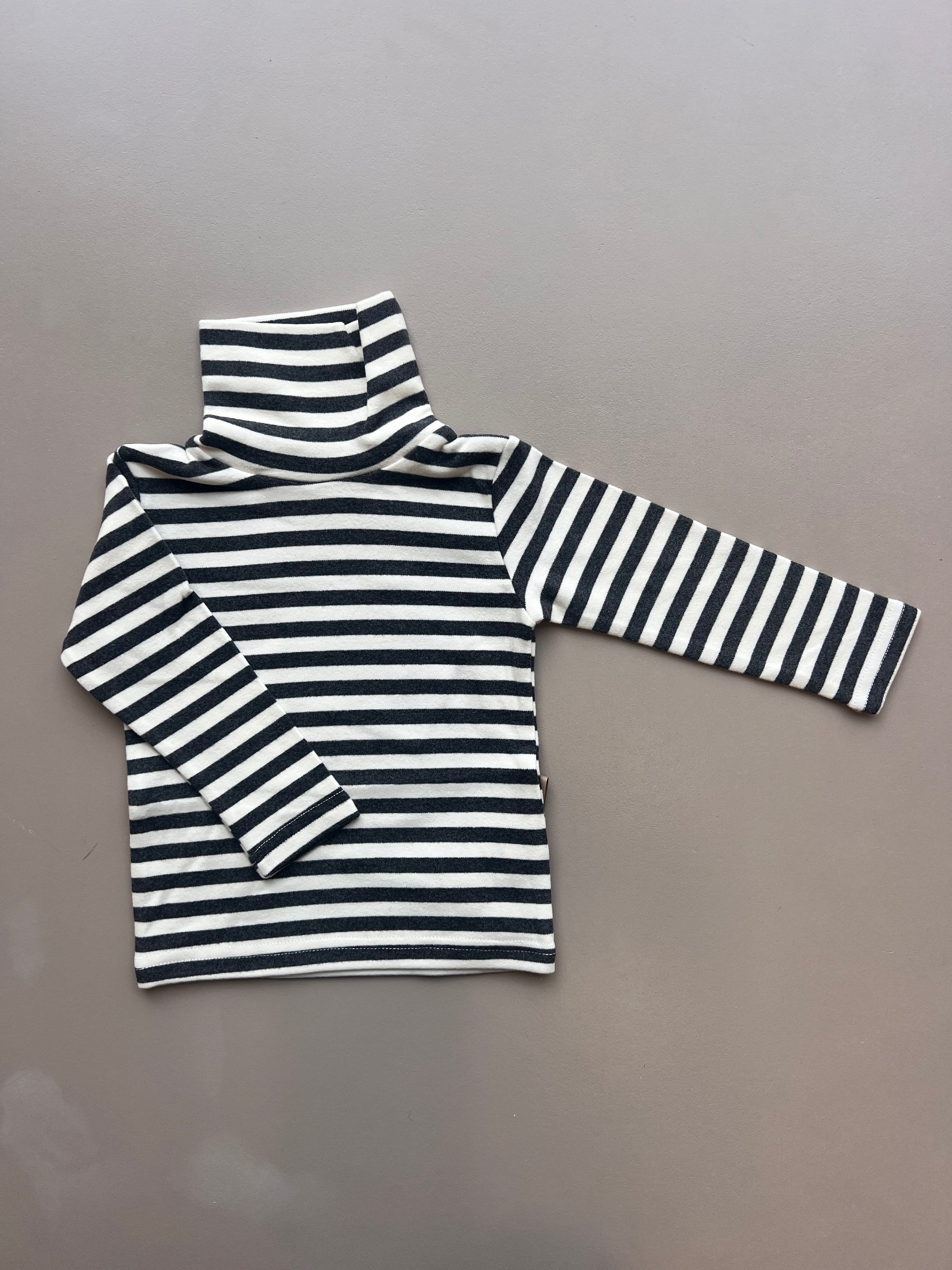 Stripped Turtle Neck Velvet Sweatshirt