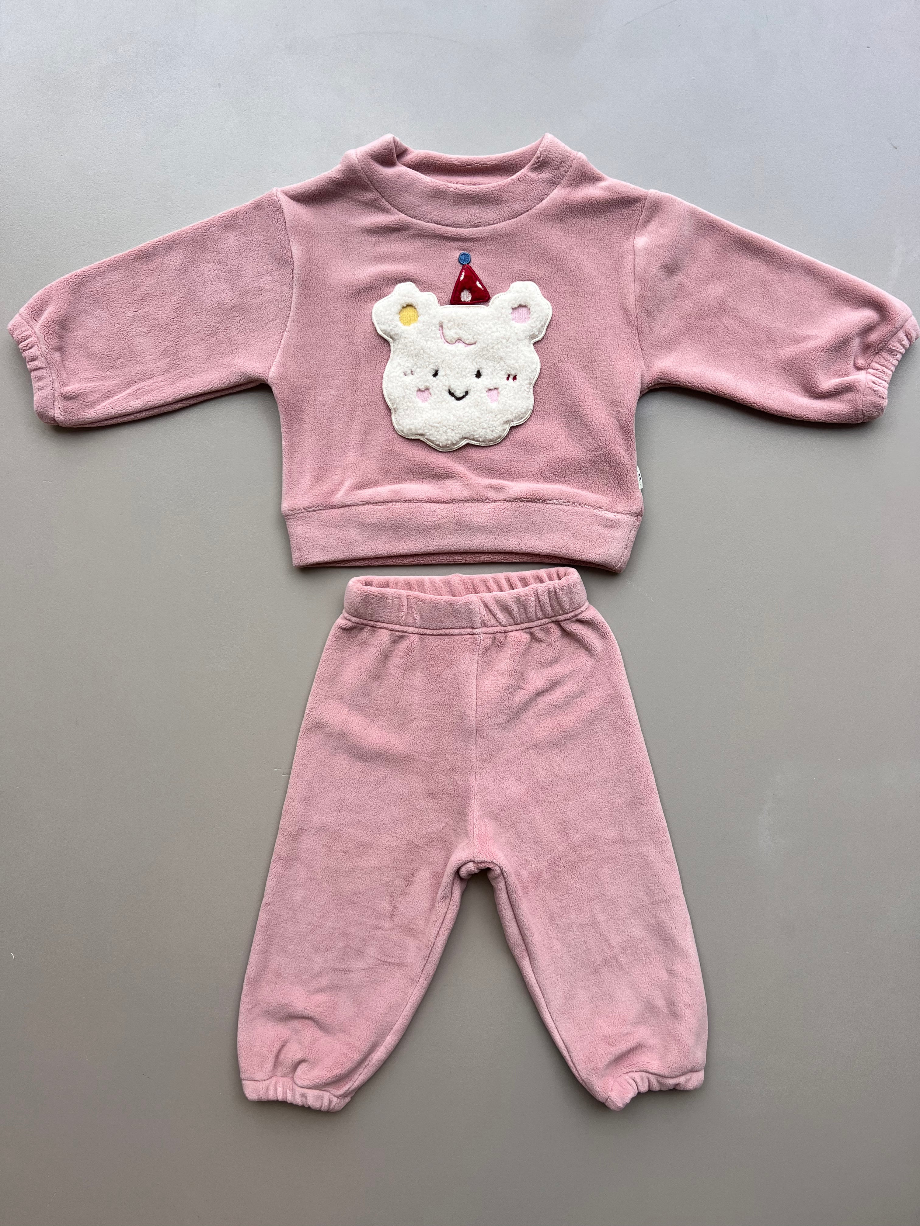 Pink Fleece Survetement 2 Pcs Set