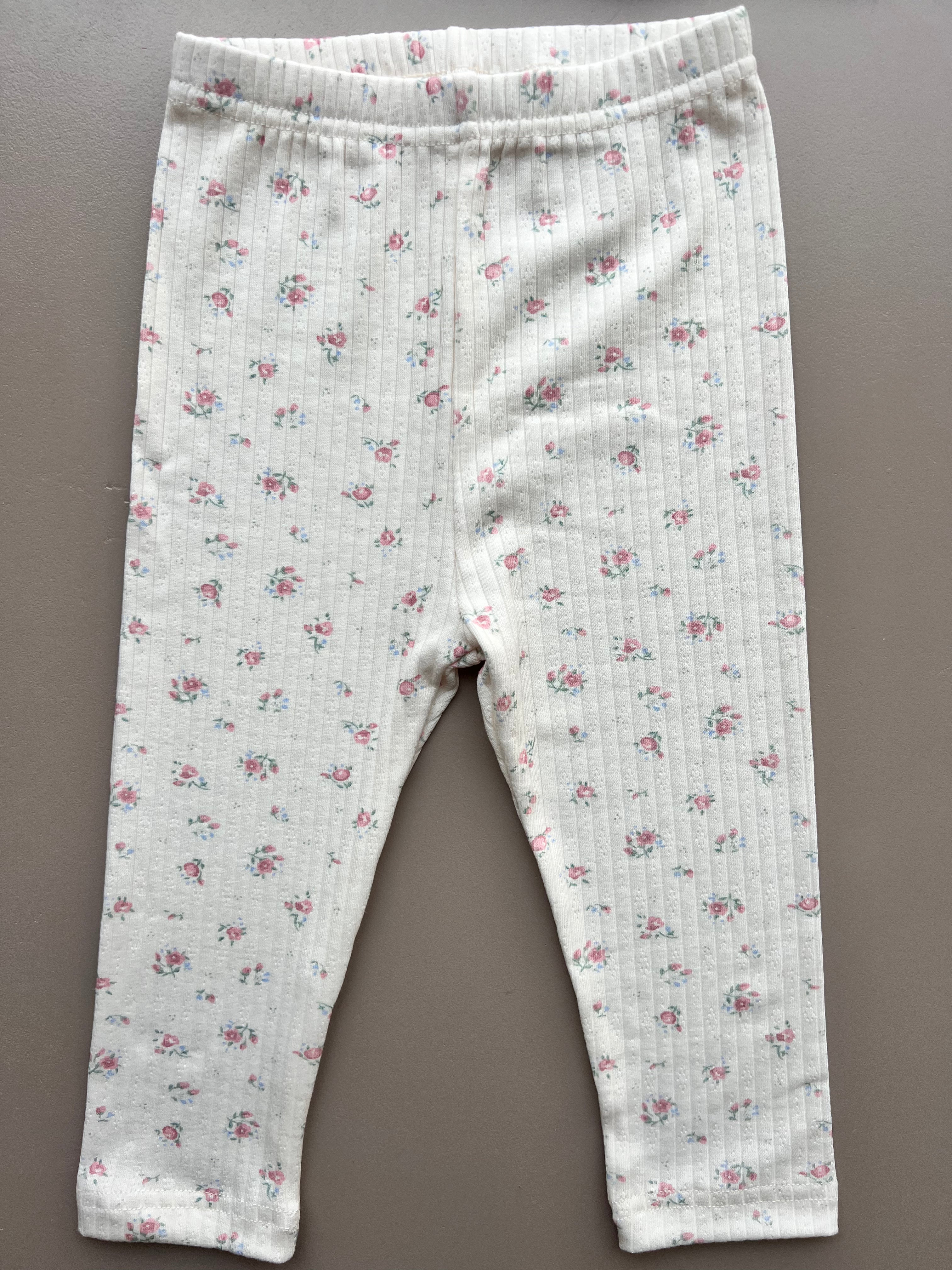 Beige And Pink Flowers Pyjama 2 Pcs Set
