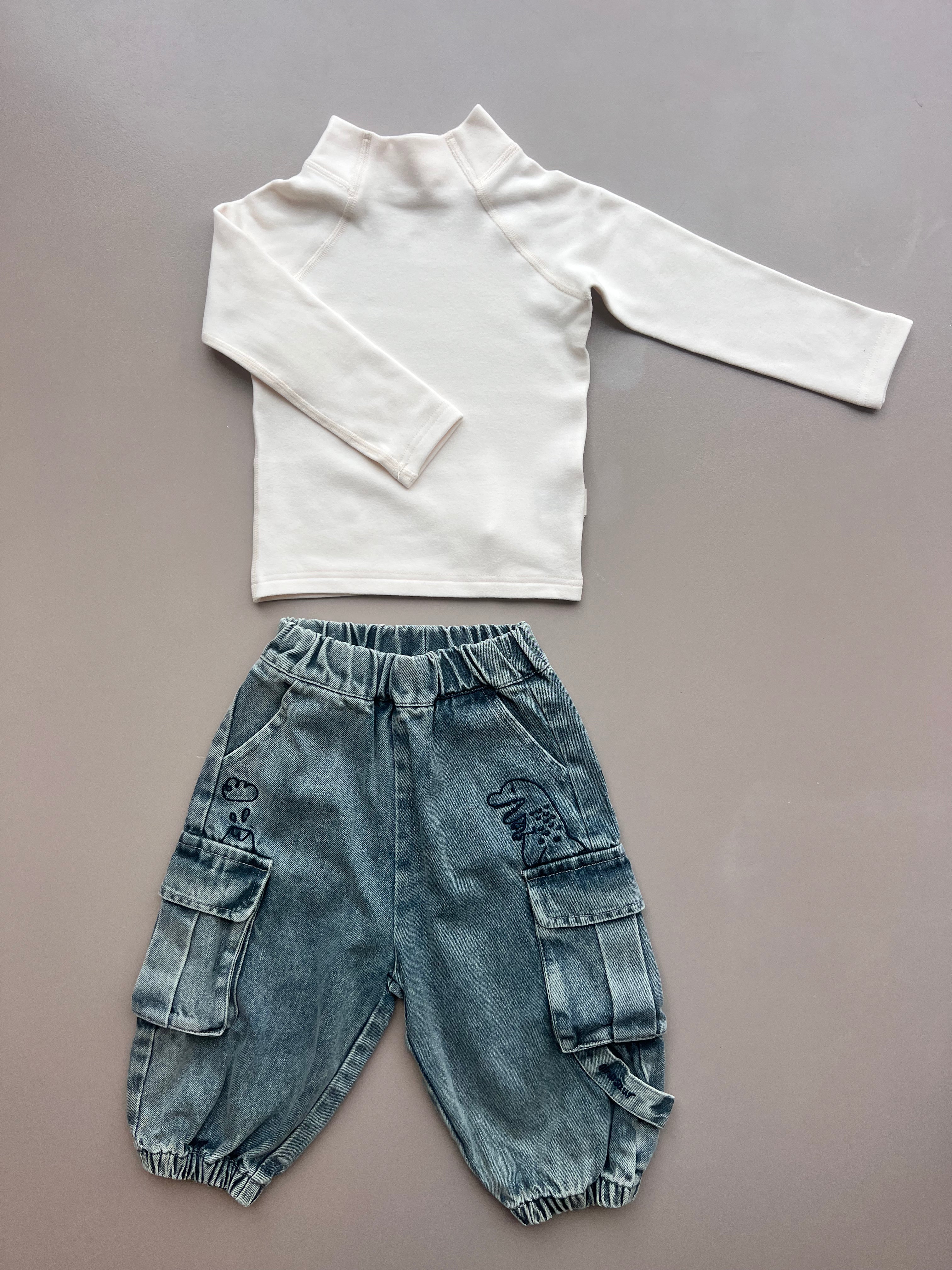 Bluish Denim Cargo Jeans