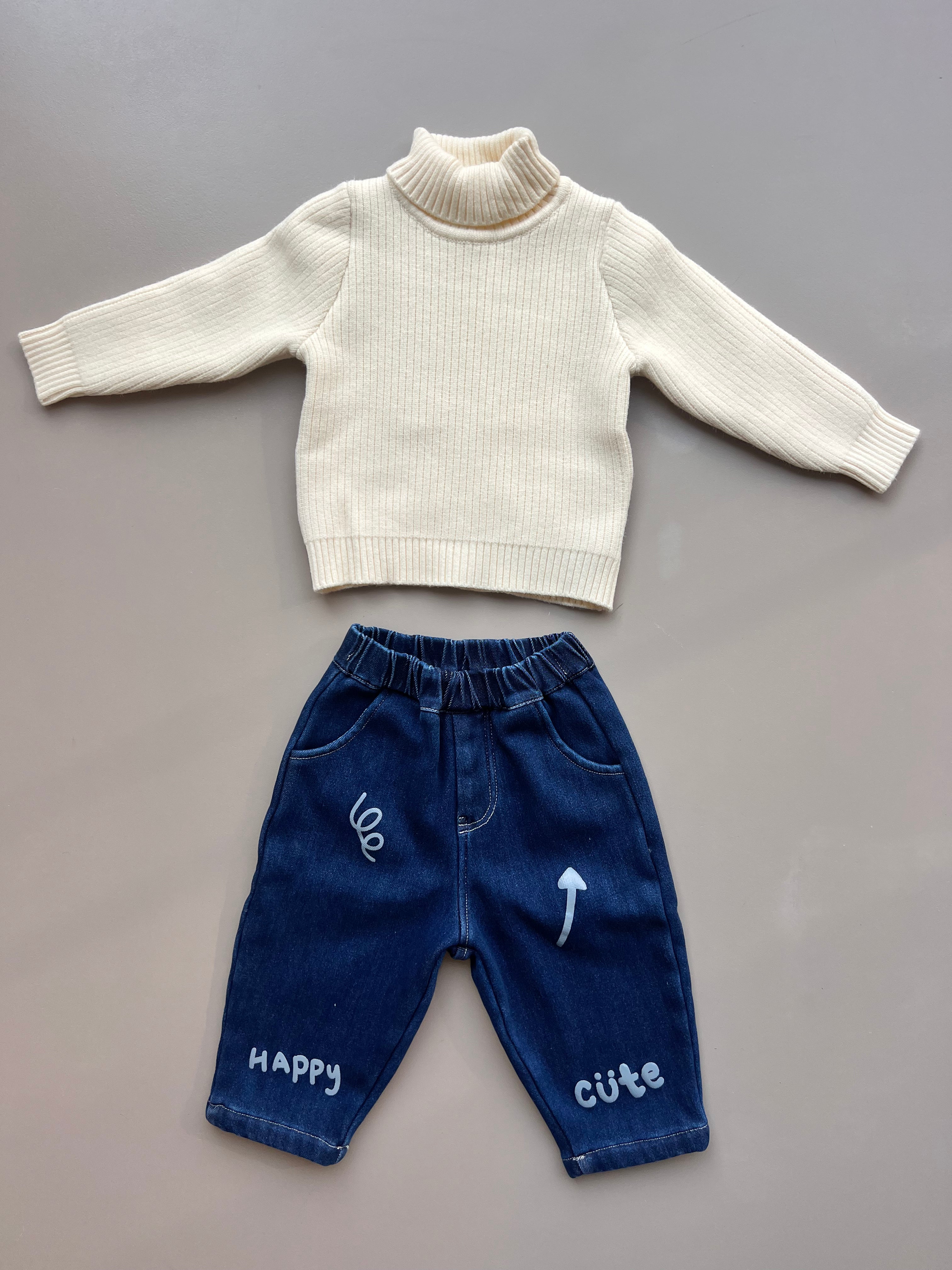 Dark Blue Denim Fur Inside