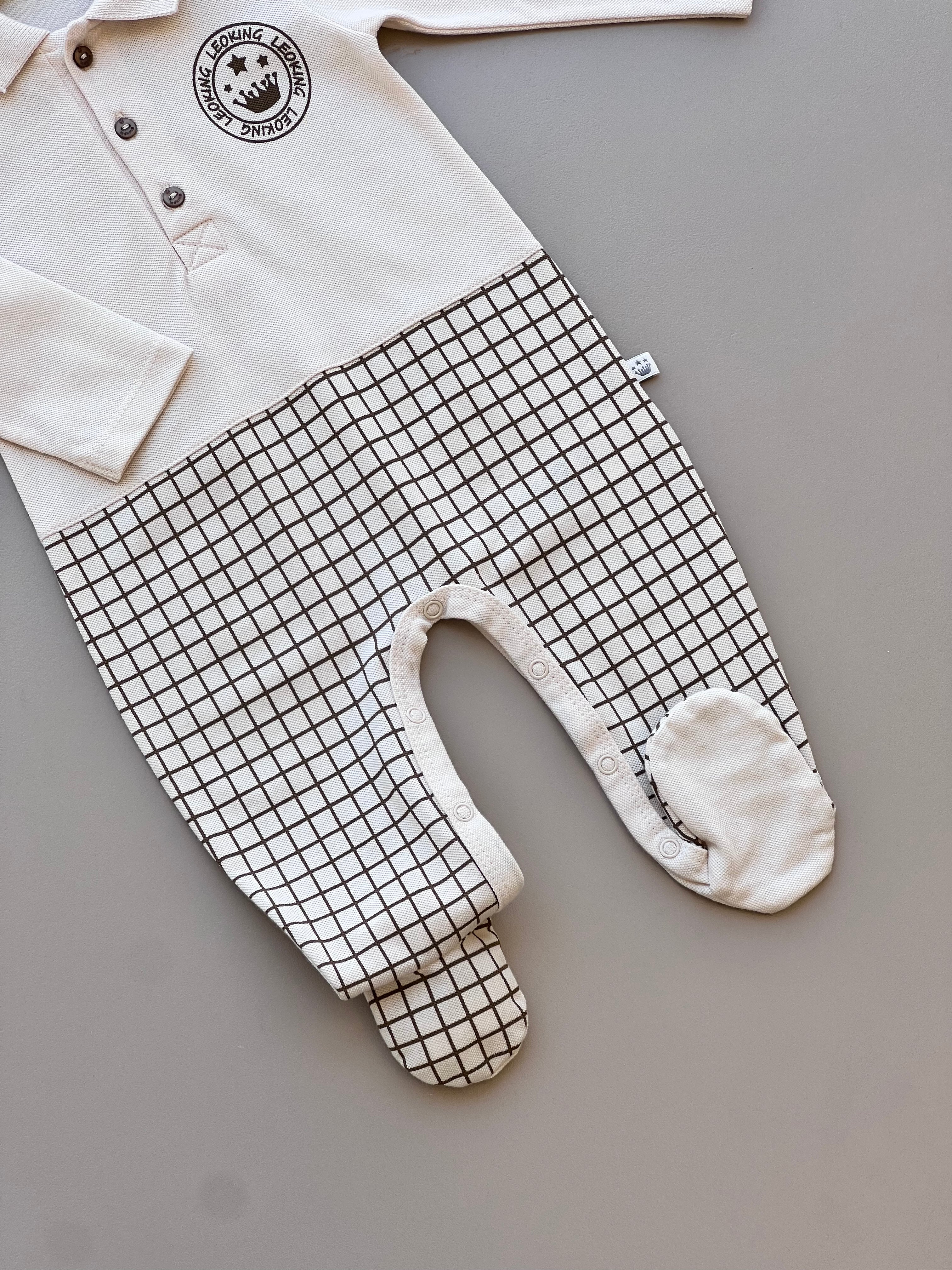 Beige And Brown Polo Organic Cotton Overall